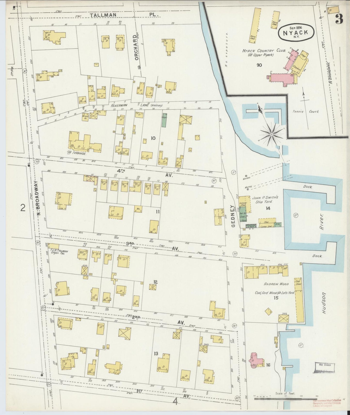 Sanborn Fire Insurance Map from Nyack, Rockland County, New York. (1896), Sheet #0003