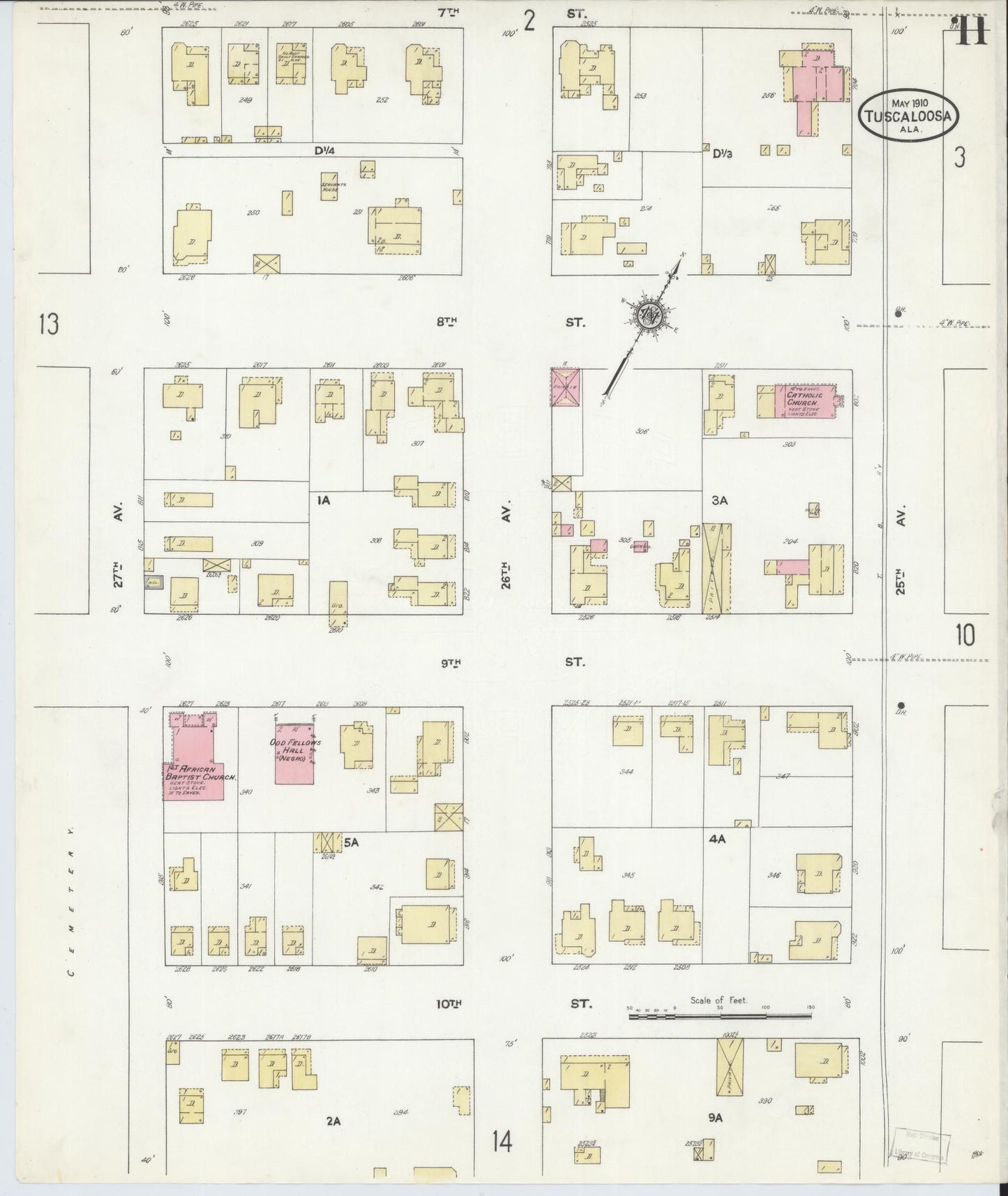 Sanborn Fire Insurance Map from Tuscaloosa, Tuscaloosa County, Alabama (1910), Sheet #0011 - Historic Sanborn Fire Insurance Map Print, vintage old map wall art, antique decor, genealogy gift, Alabama Alabama map