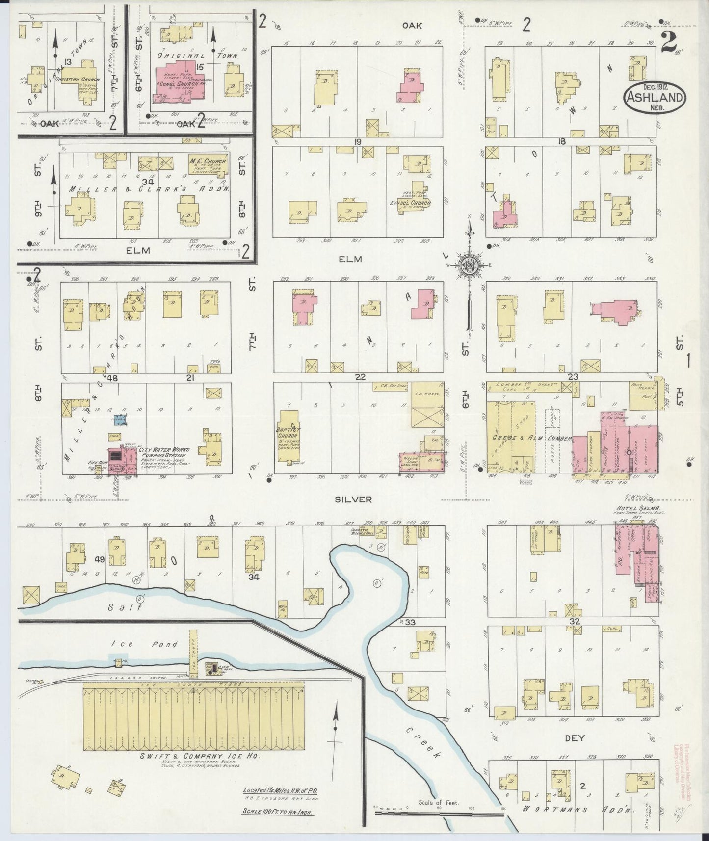 Sanborn Fire Insurance Map from Ashland, Saunders County, Nebraska (1912), Sheet #0002 - Complete Map Set gallery image, historic Sanborn map, vintage wall art, Nebraska Nebraska