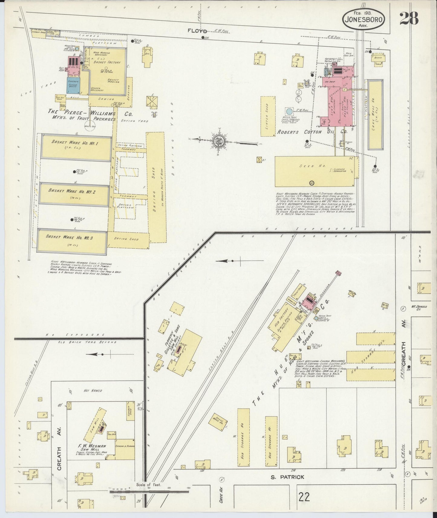 Sanborn Fire Insurance Map from Jonesboro, Craighead County, Arkansas (1913), Sheet #0028 - Complete Map Set gallery image, historic Sanborn map, vintage wall art, Arkansas Arkansas