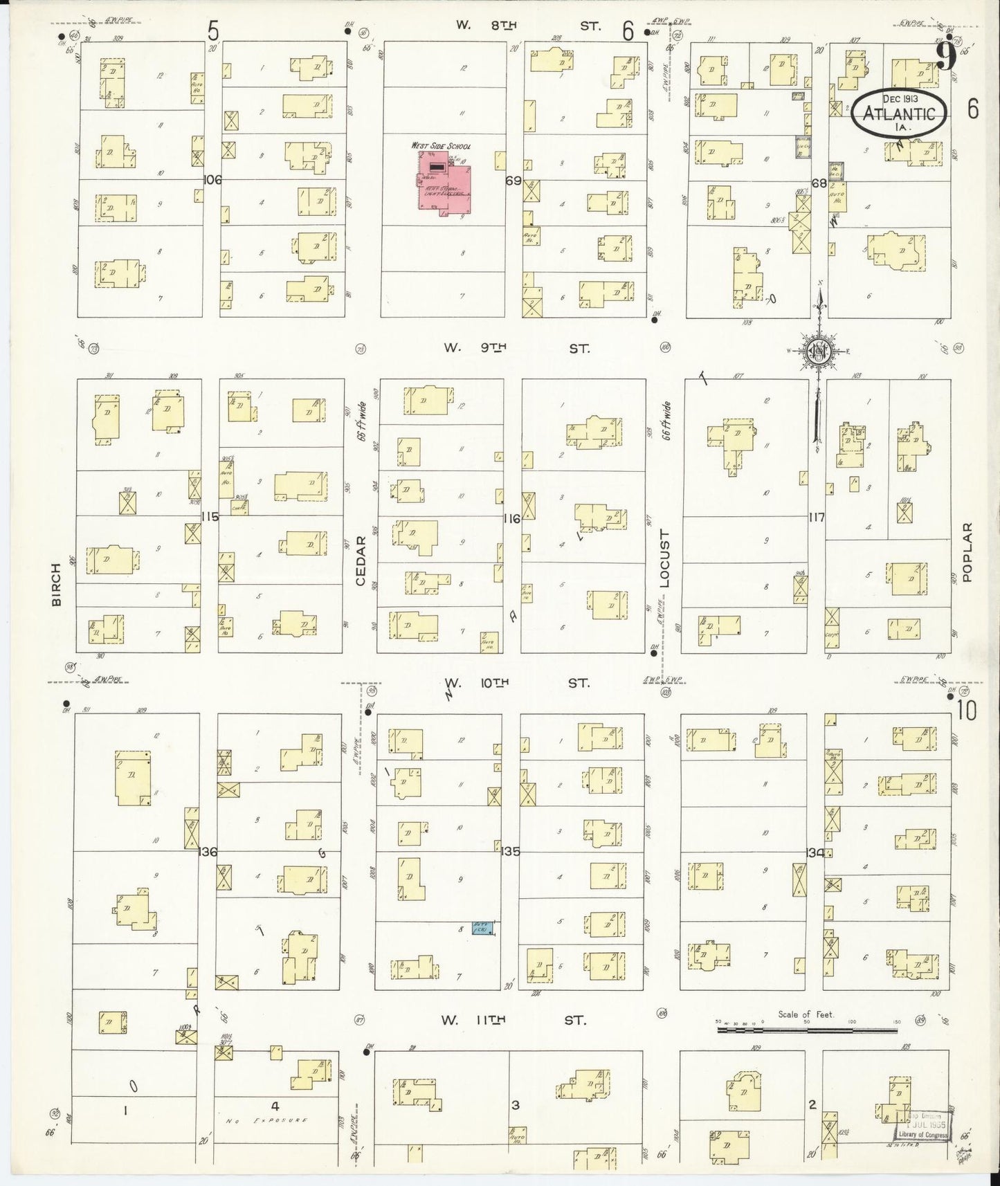 Sanborn Fire Insurance Map from Atlantic, Cass County, Iowa (1913), Sheet #0009 - Historic Sanborn Fire Insurance Map Print, vintage old map wall art