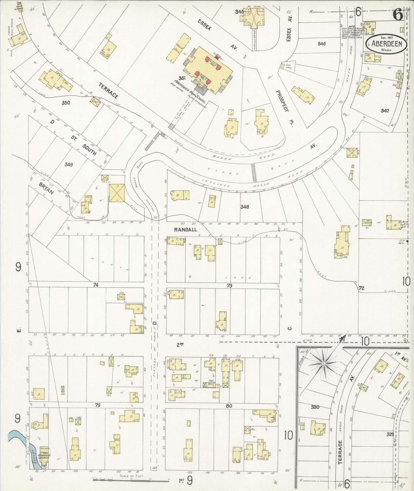 Sanborn Fire Insurance Map from Aberdeen, Grays Harbor County, Washington (1901), Sheet #0006 - Historic Sanborn Fire Insurance Map Print, vintage old map wall art, antique decor, genealogy gift, Washington Washington map