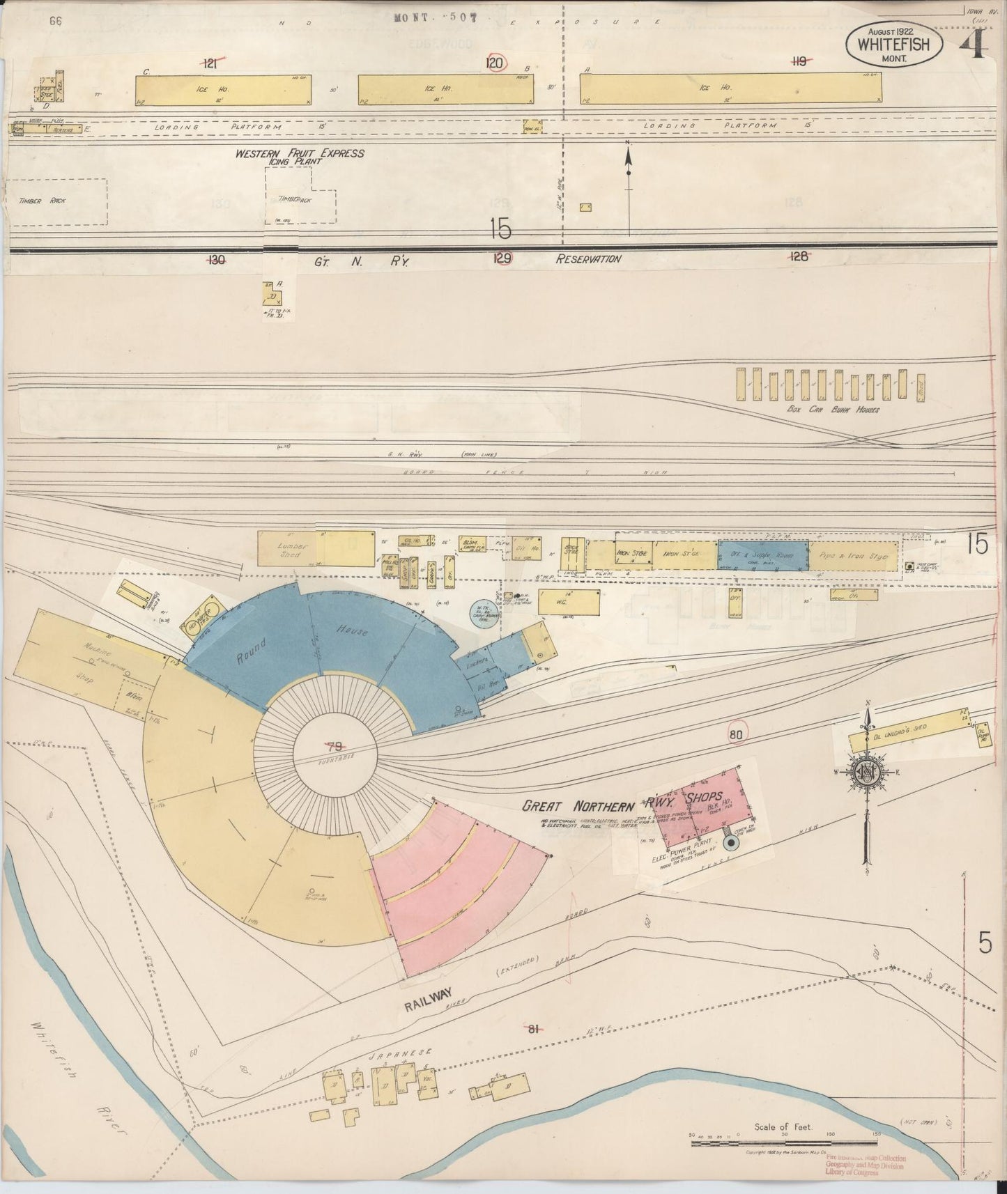Sanborn Fire Insurance Map from Whitefish, Flathead County, Montana (1932), Sheet #0004 - Historic Sanborn Fire Insurance Map Print, vintage old map wall art, antique decor, genealogy gift, Montana Montana map