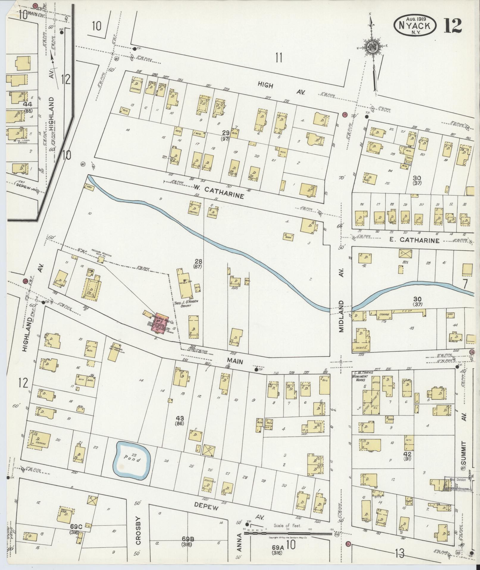 Sanborn Fire Insurance Map from Nyack, Rockland County, New York. (1919), Sheet #0012