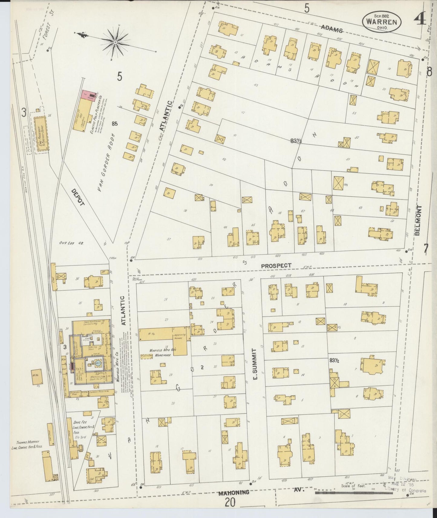 Sanborn Fire Insurance Map from Warren, Trumbull County, Ohio (1902), Sheet #0004 - Historic Sanborn Fire Insurance Map Print, vintage old map wall art, antique decor, genealogy gift, Ohio Ohio map