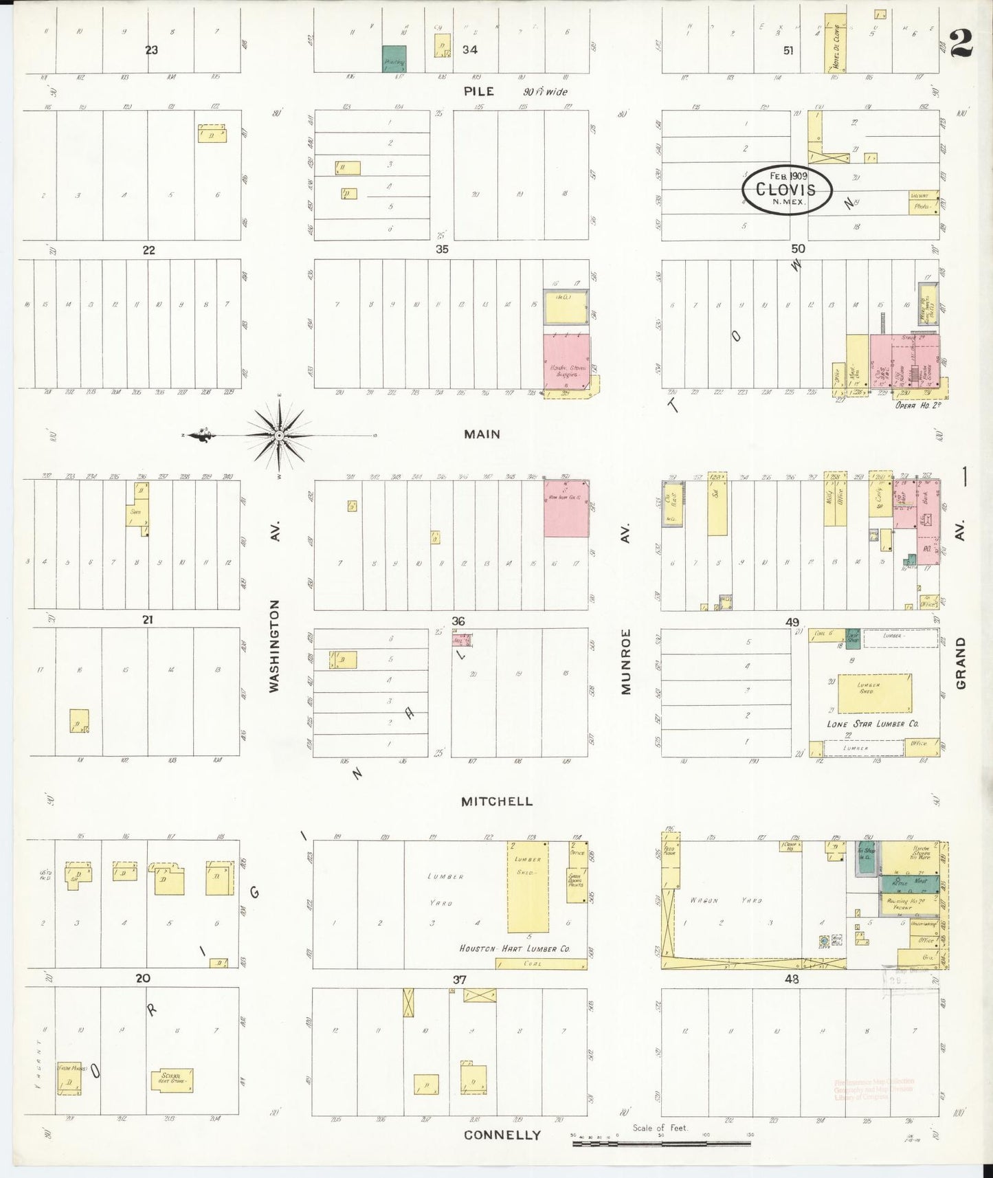 Sanborn Fire Insurance Map from Clovis, Curry County, New Mexico (1909), Sheet #0002 - Complete Map Set gallery image, historic Sanborn map, vintage wall art, New Mexico New Mexico