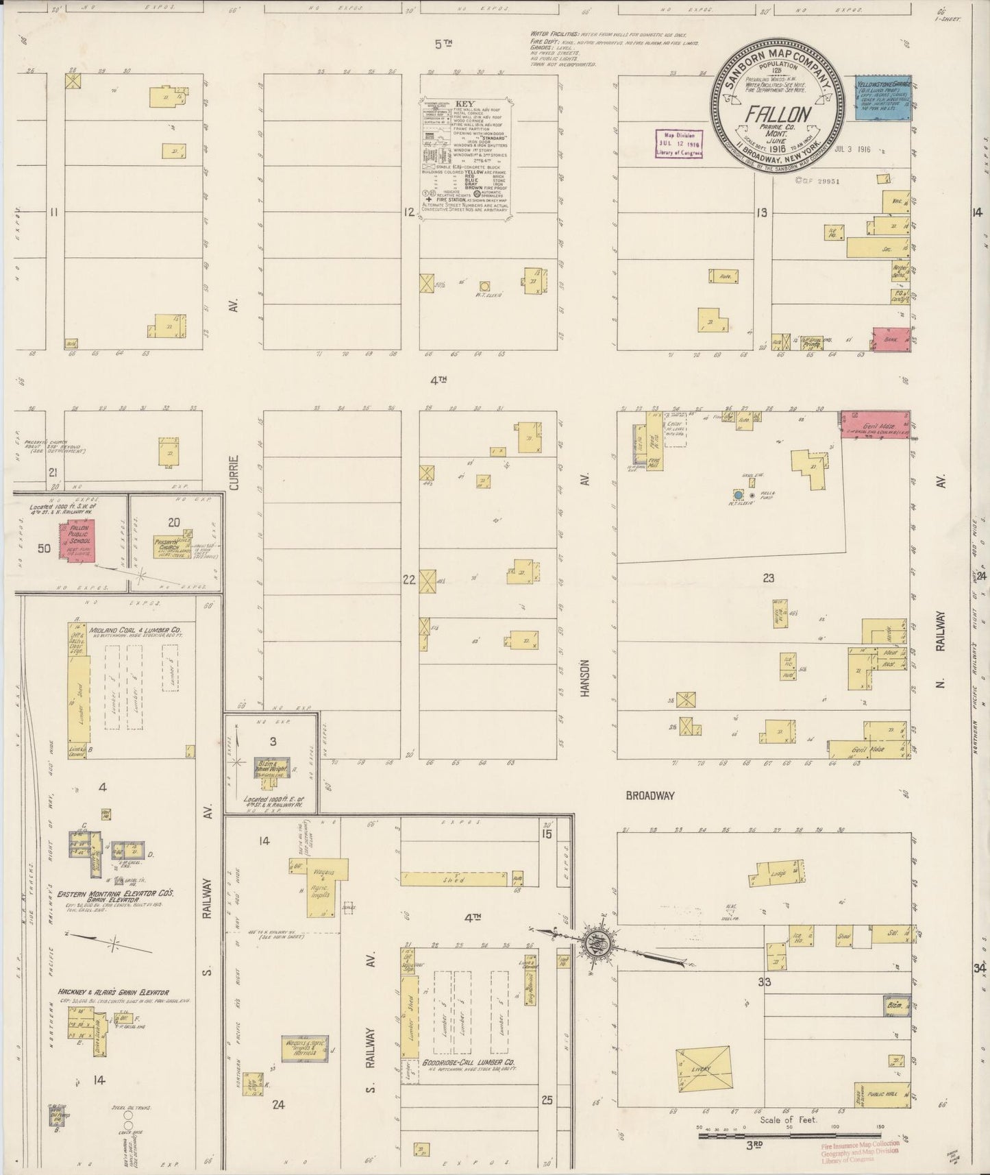 Sanborn Fire Insurance Map from Fallon, Prairie County, Montana. (1916) – Historic Sanborn Fire Insurance Map Print