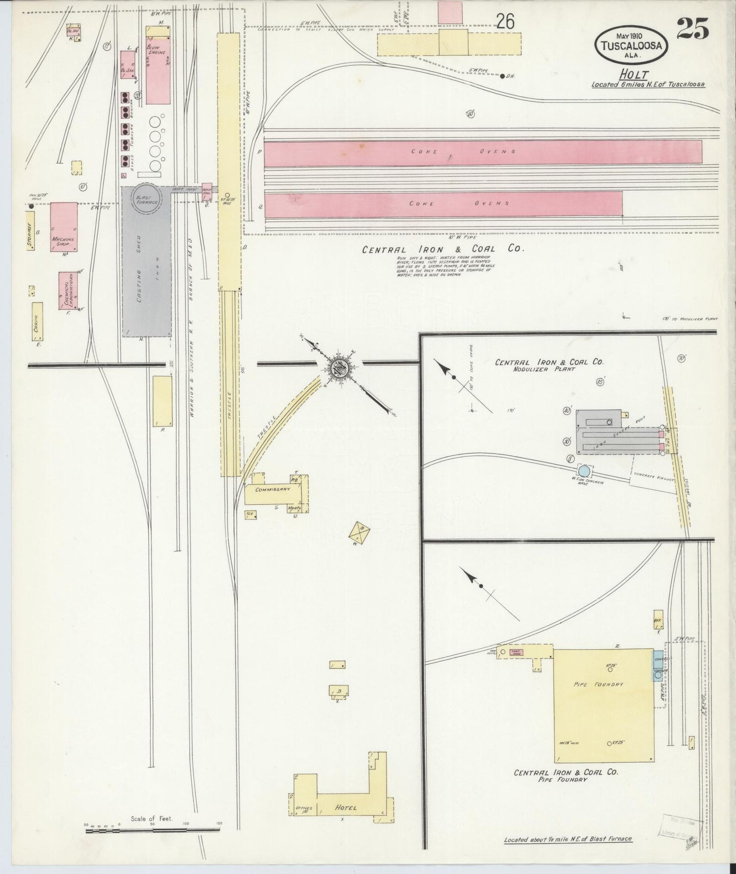 Sanborn Fire Insurance Map from Tuscaloosa, Tuscaloosa County, Alabama (1910), Sheet #0025 - Historic Sanborn Fire Insurance Map Print, vintage old map wall art, antique decor, genealogy gift, Alabama Alabama map