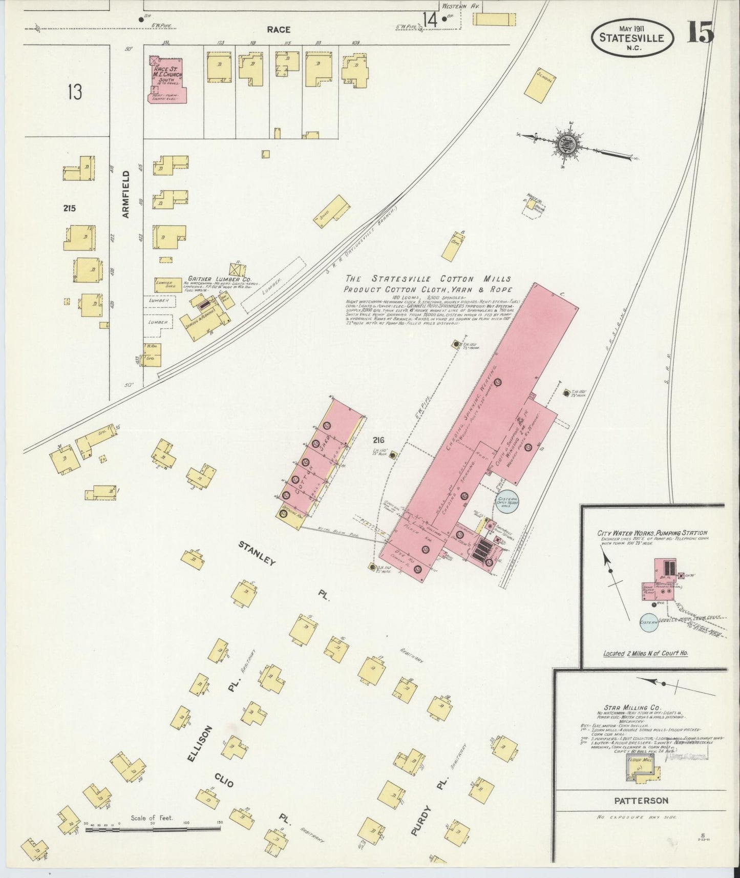 Sanborn Fire Insurance Map from Statesville, Iredell County, North Carolina (1911), Sheet #0015 - Historic Sanborn Fire Insurance Map Print, vintage old map wall art, antique decor, genealogy gift, North Carolina North Carolina map