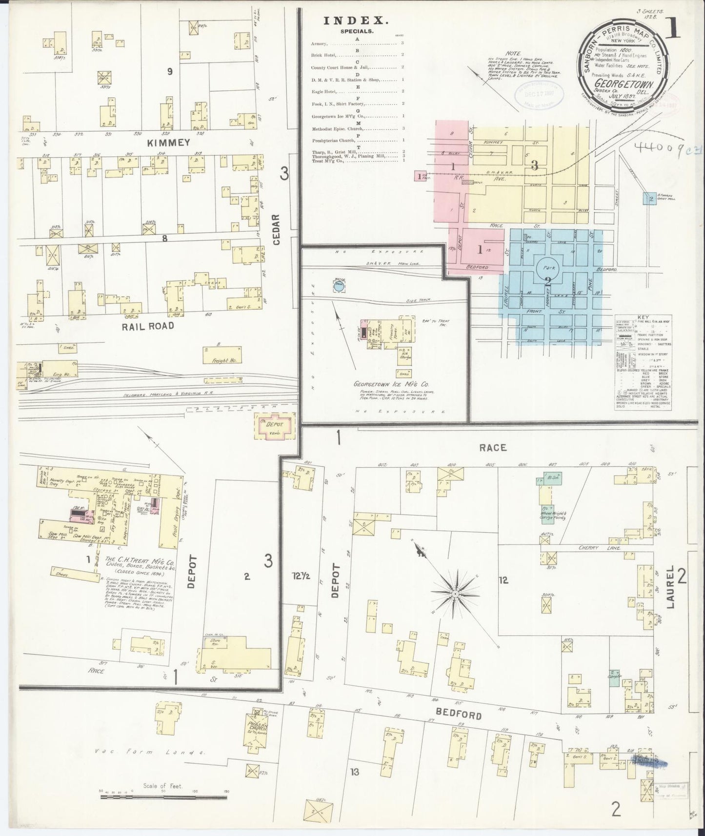 Sanborn Fire Insurance Map from Georgetown, Sussex County, Delaware. (1897) – Historic Sanborn Fire Insurance Map Print