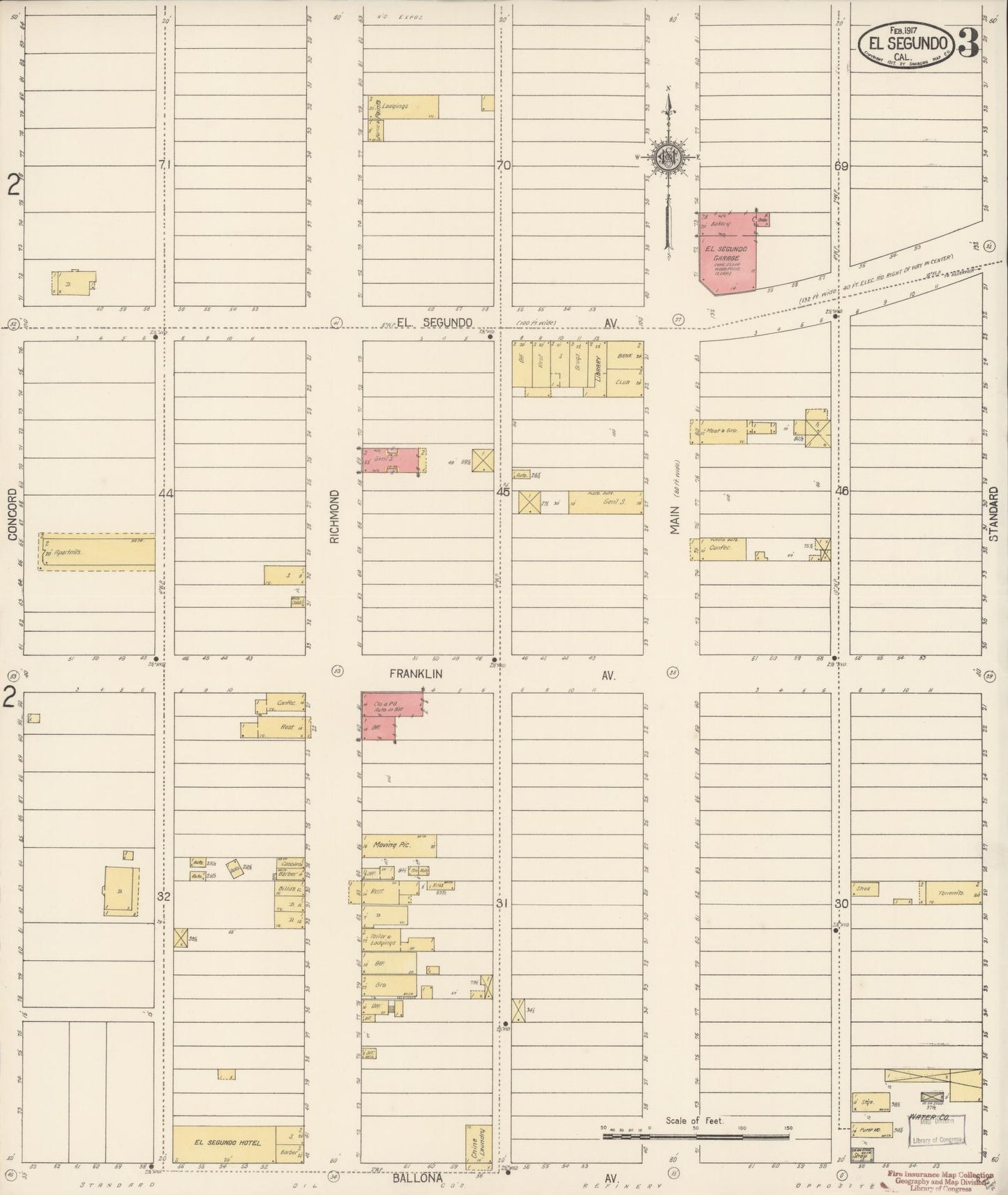 Sanborn Fire Insurance Map from El Segundo, Los Angeles County, California (1917), Sheet #0003 - Complete Map Set gallery image, historic Sanborn map, vintage wall art, California California