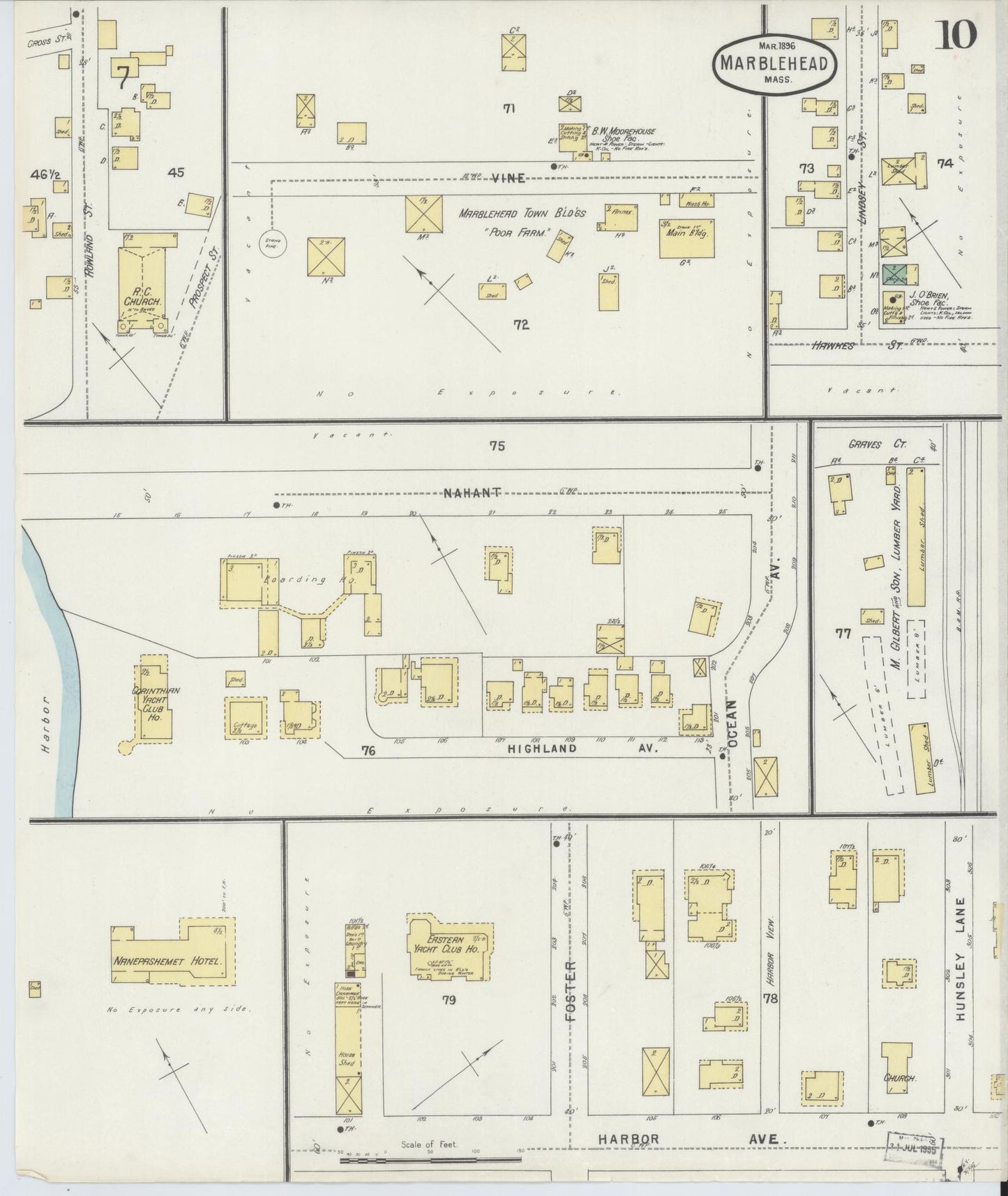 Sanborn Fire Insurance Map from Marblehead, Essex County, Massachusetts (1896), Sheet #0010 - Complete Map Set gallery image, historic Sanborn map, vintage wall art, Massachusetts Massachusetts