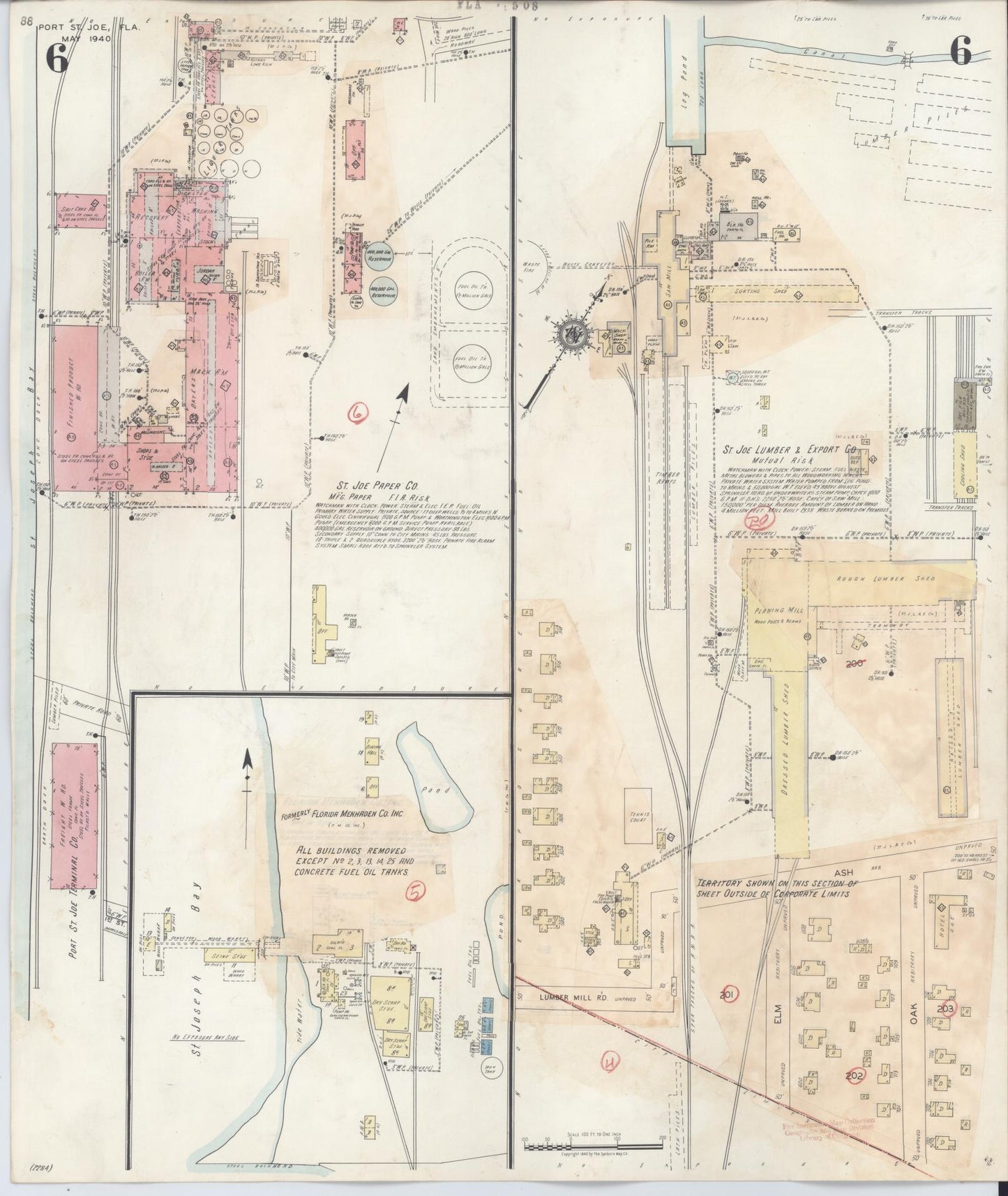 Sanborn Fire Insurance Map from Port Saint Joe, Gulf County, Florida (1945), Sheet #0006 - Complete Map Set gallery image, historic Sanborn map, vintage wall art, Florida Florida