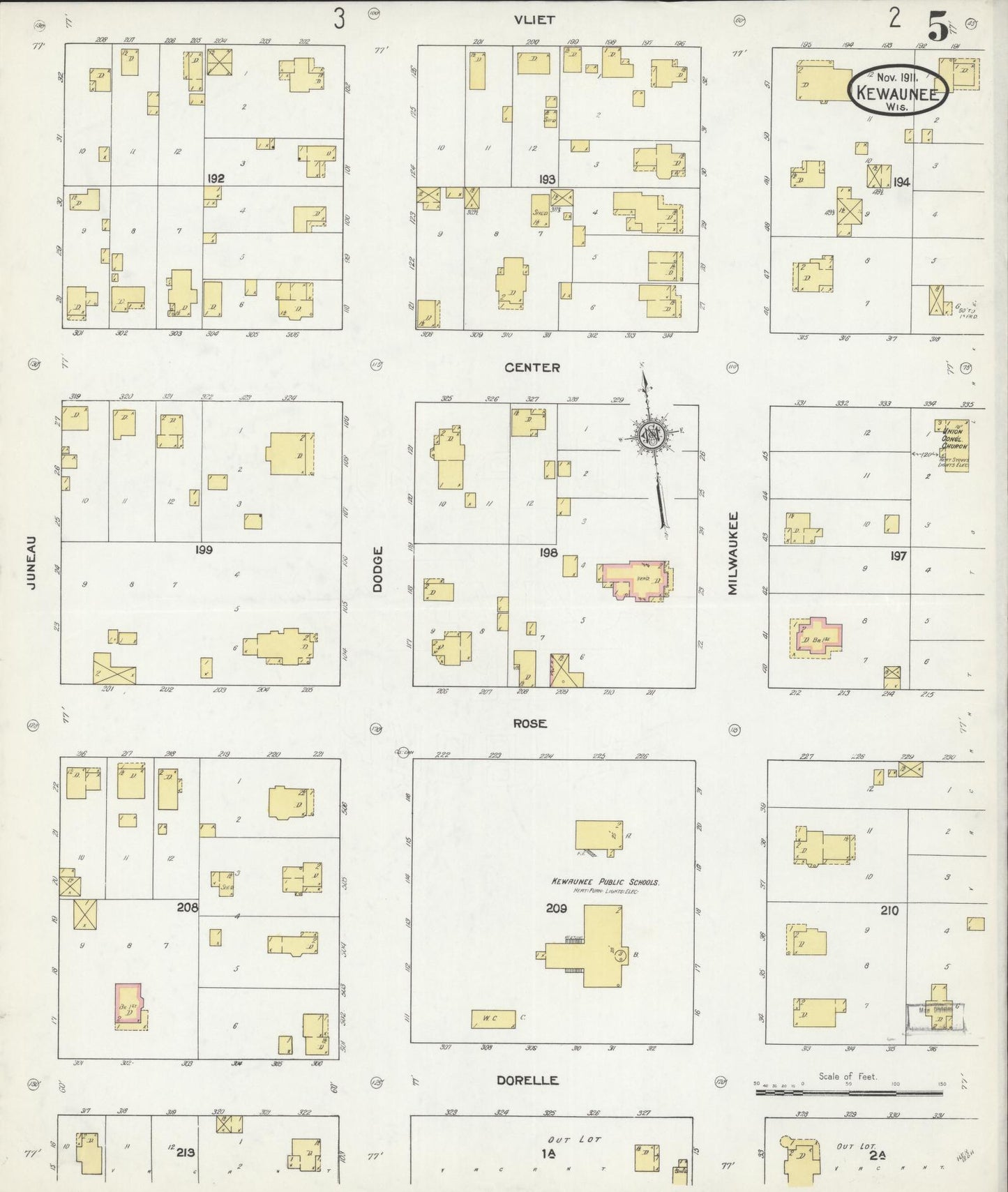 Sanborn Fire Insurance Map from Kewaunee, Kewaunee County, Wisconsin (1911), Sheet #0005 - Historic Sanborn Fire Insurance Map Print, vintage old map wall art, antique decor, genealogy gift, Wisconsin Wisconsin map