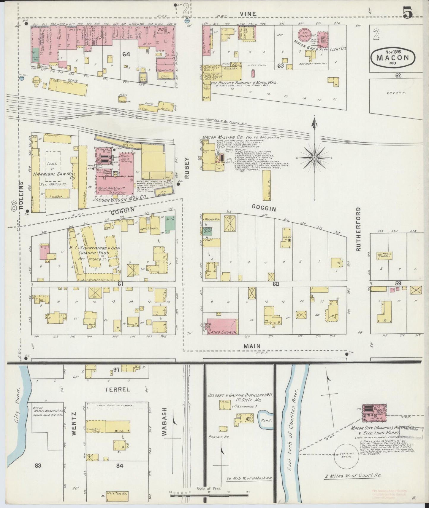 Sanborn Fire Insurance Map from Macon, Macon County, Missouri (1895), Sheet #0005 - Historic Sanborn Fire Insurance Map Print, vintage old map wall art, antique decor, genealogy gift, Missouri Missouri map