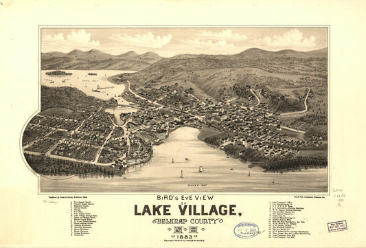 Bird's eye view of Lake Village, Belknap County, N.H. 1883. (1883) – Historic Bird’s-Eye View Panorama Print