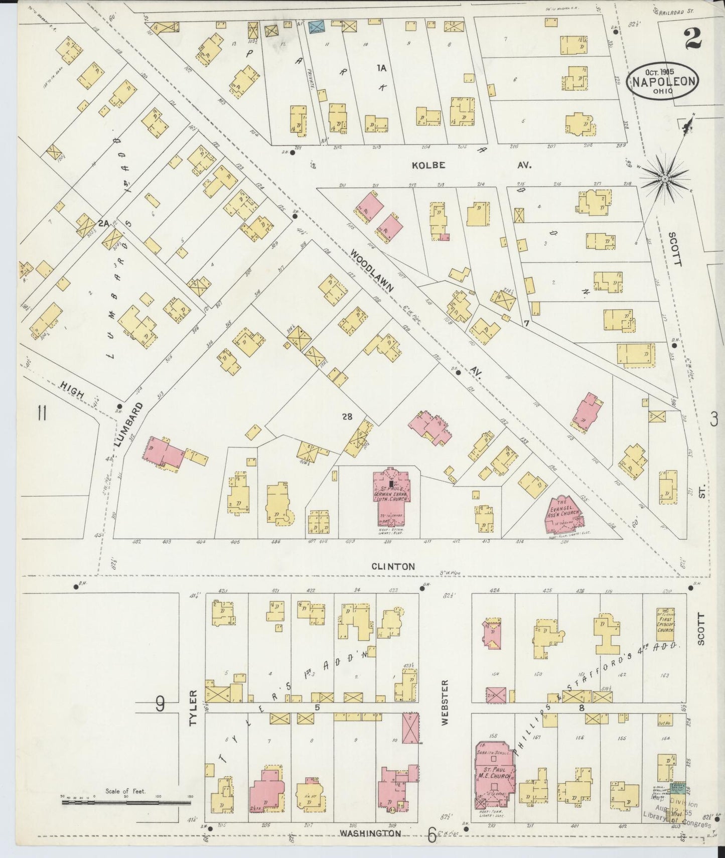 Sanborn Fire Insurance Map from Napoleon, Henry County, Ohio (1905), Sheet #0002 - Historic Sanborn Fire Insurance Map Print, vintage old map wall art, antique decor, genealogy gift, Ohio Ohio map