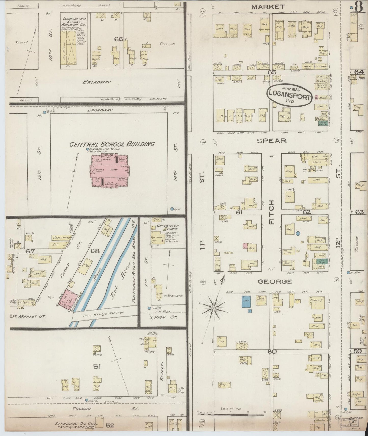 Sanborn Fire Insurance Map from Logansport, Cass County, Indiana (1885), Sheet #0008 - Complete Map Set gallery image, historic Sanborn map, vintage wall art, Indiana Indiana
