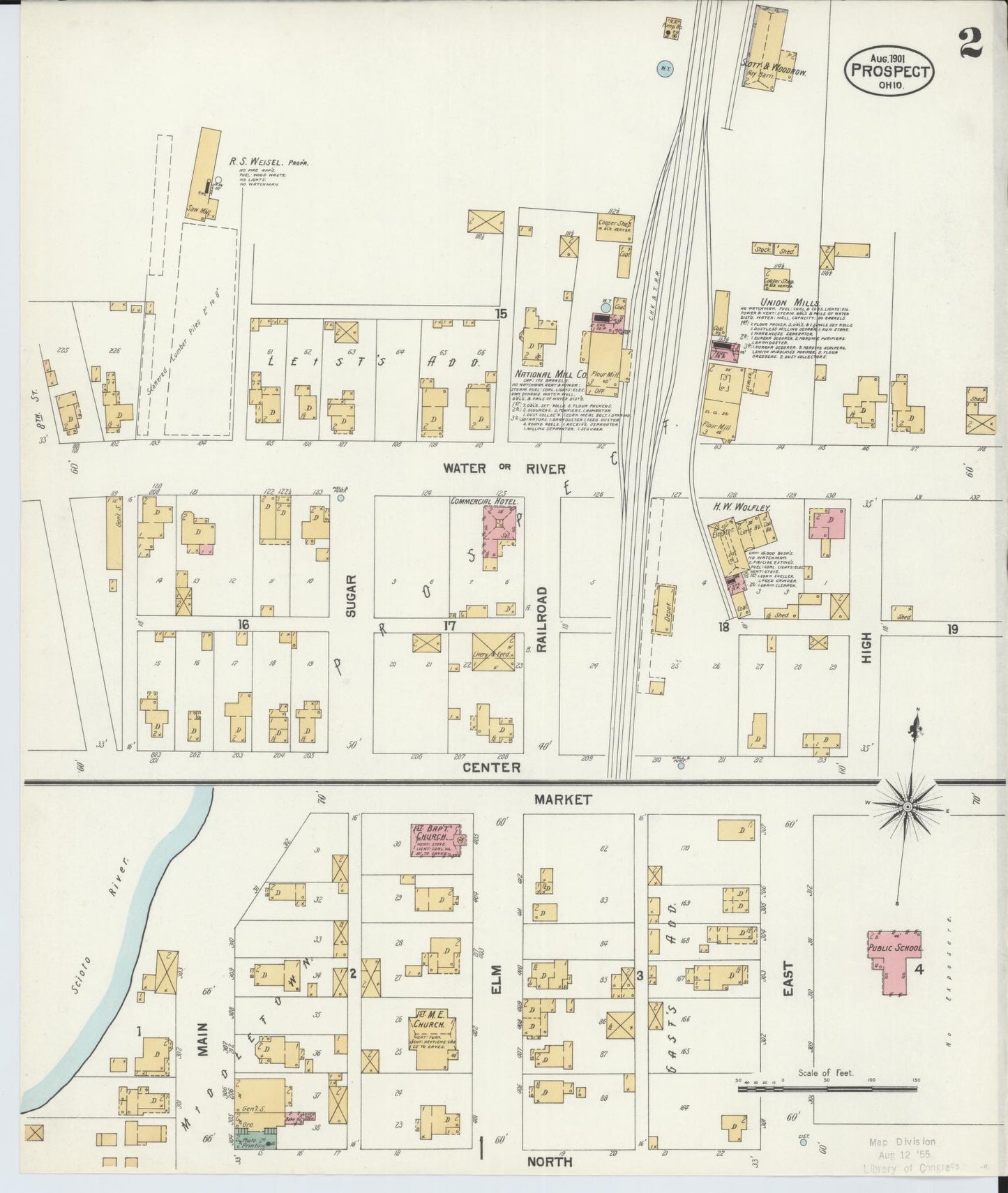 Sanborn Fire Insurance Map from Prospect, Marion County, Ohio (1901), Sheet #0002 - Historic Sanborn Fire Insurance Map Print, vintage old map wall art, antique decor, genealogy gift, Ohio Ohio map