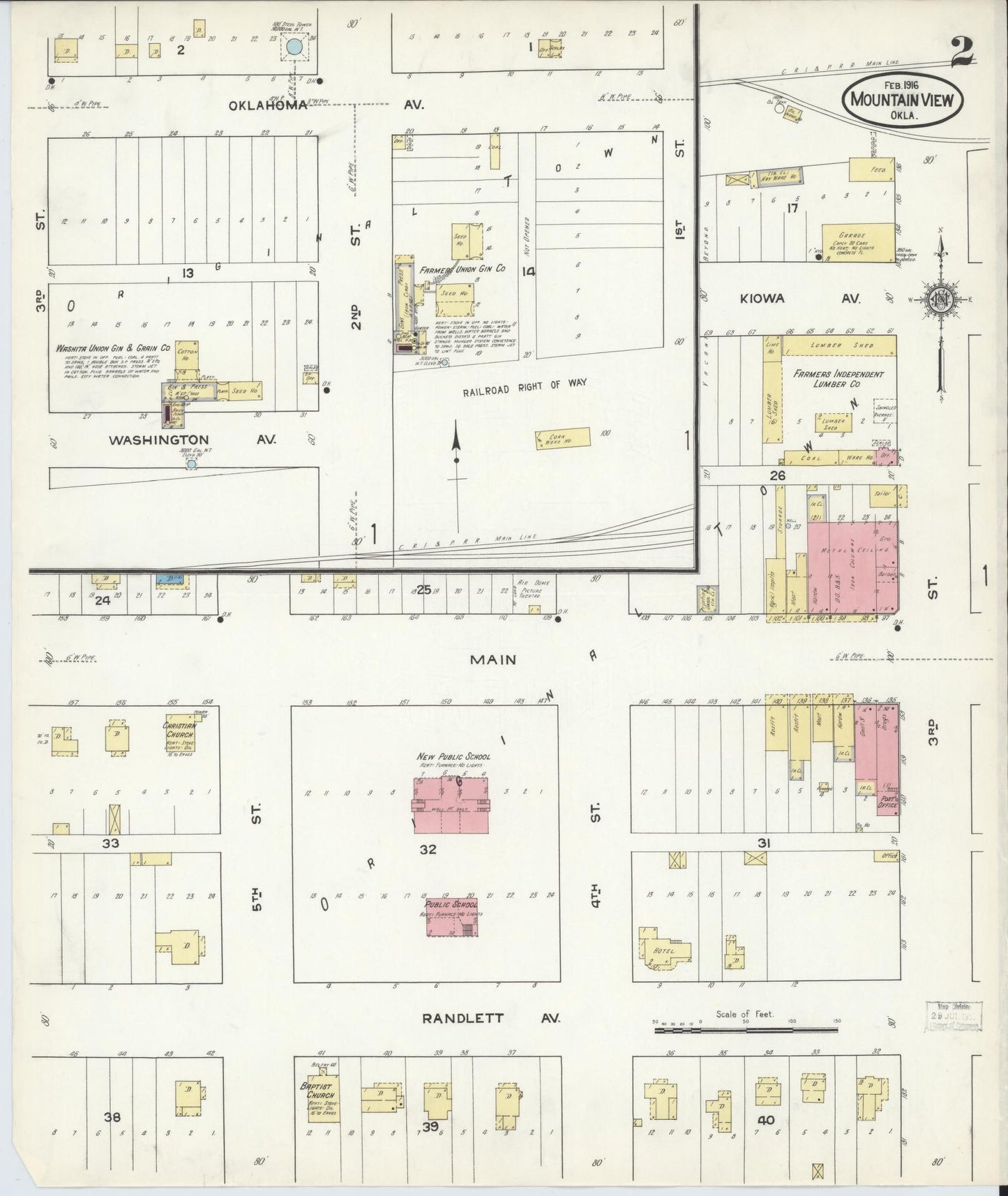 Sanborn Fire Insurance Map from Mountain View, Kiowa County, Oklahoma (1916), Sheet #0002 - Historic Sanborn Fire Insurance Map Print, vintage old map wall art, antique decor, genealogy gift, Oklahoma Oklahoma map