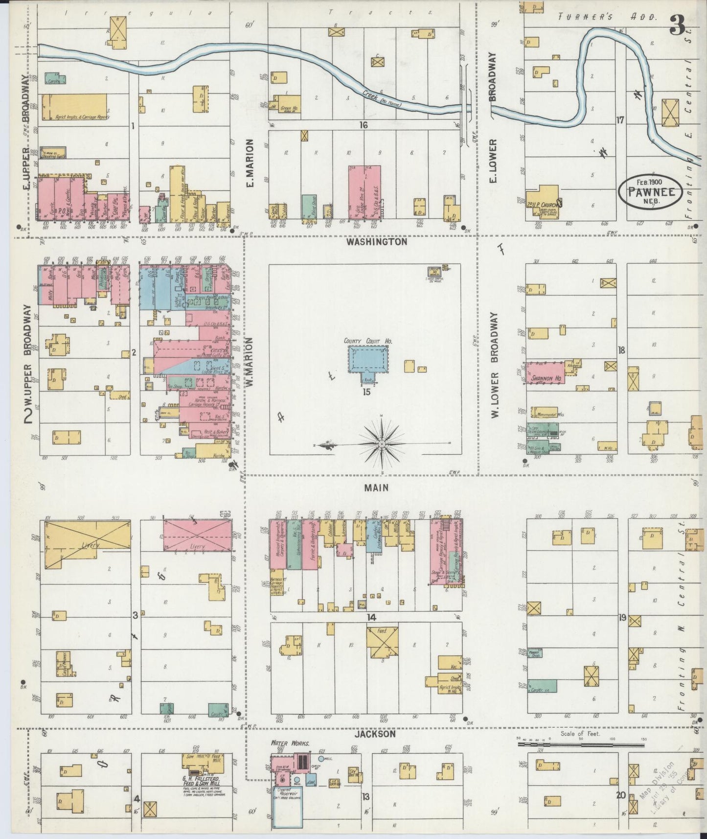 Sanborn Fire Insurance Map from Pawnee City, Pawnee County, Nebraska (1900), Sheet #0003 - Complete Map Set gallery image, historic Sanborn map, vintage wall art, Nebraska Nebraska