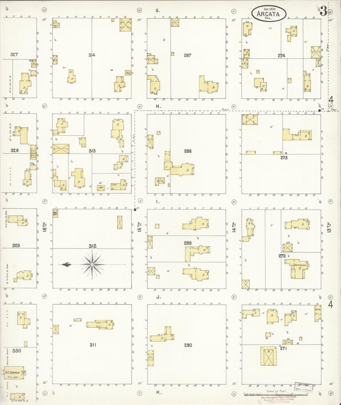 Sanborn Fire Insurance Map from Arcata, Humboldt County, California (1900), Sheet #0003 - Historic Sanborn Fire Insurance Map Print, vintage old map wall art, antique decor, genealogy gift, California California map