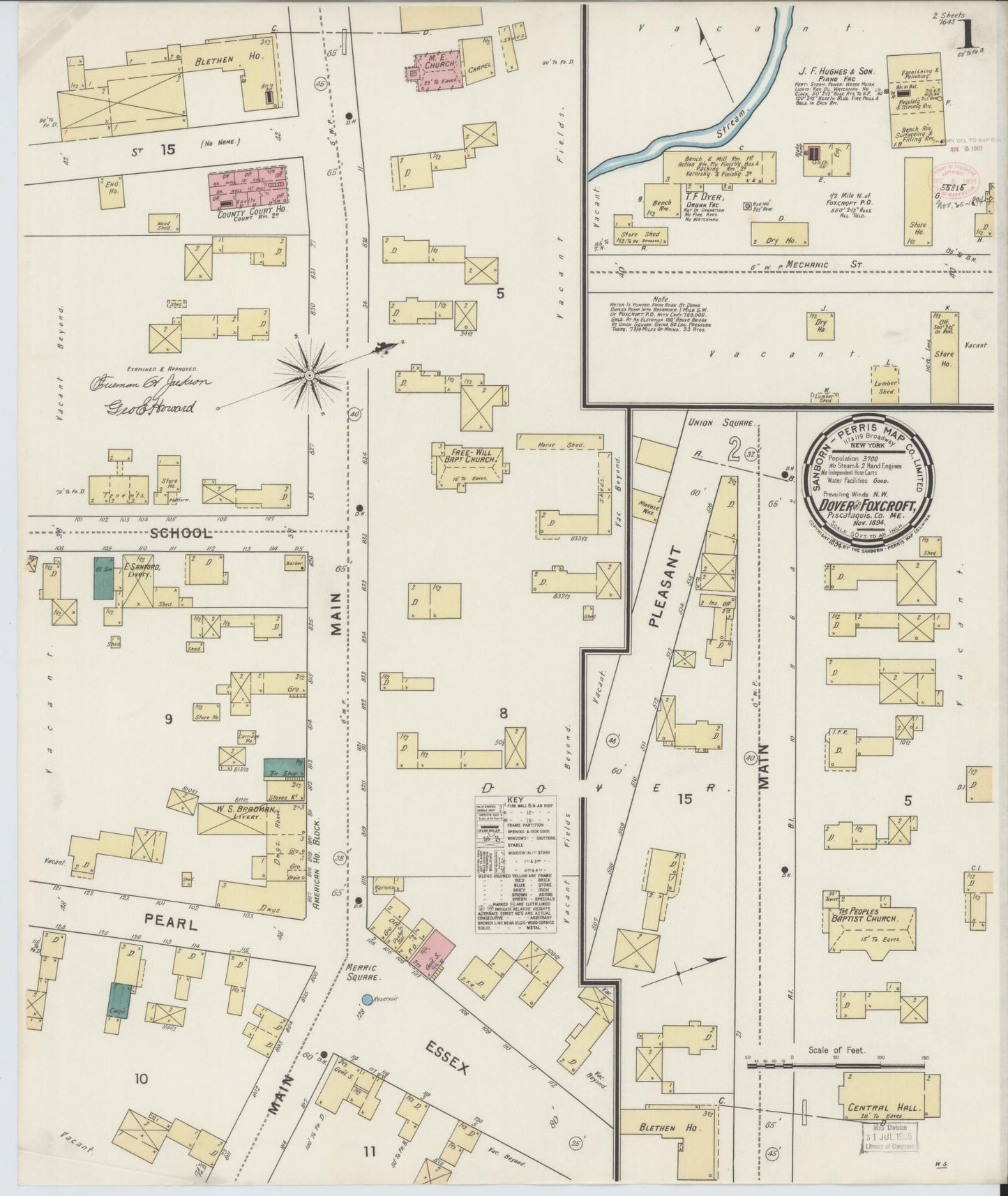 Sanborn Fire Insurance Map from Dover, Piscataguis County, Maine. (1894) – Historic Sanborn Fire Insurance Map Print