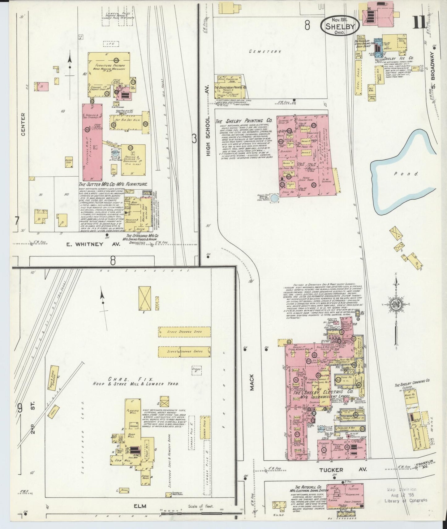 Sanborn Fire Insurance Map from Shelby, Richland County, Ohio (1911), Sheet #0011 - Historic Sanborn Fire Insurance Map Print, vintage old map wall art, antique decor, genealogy gift, Ohio Ohio map