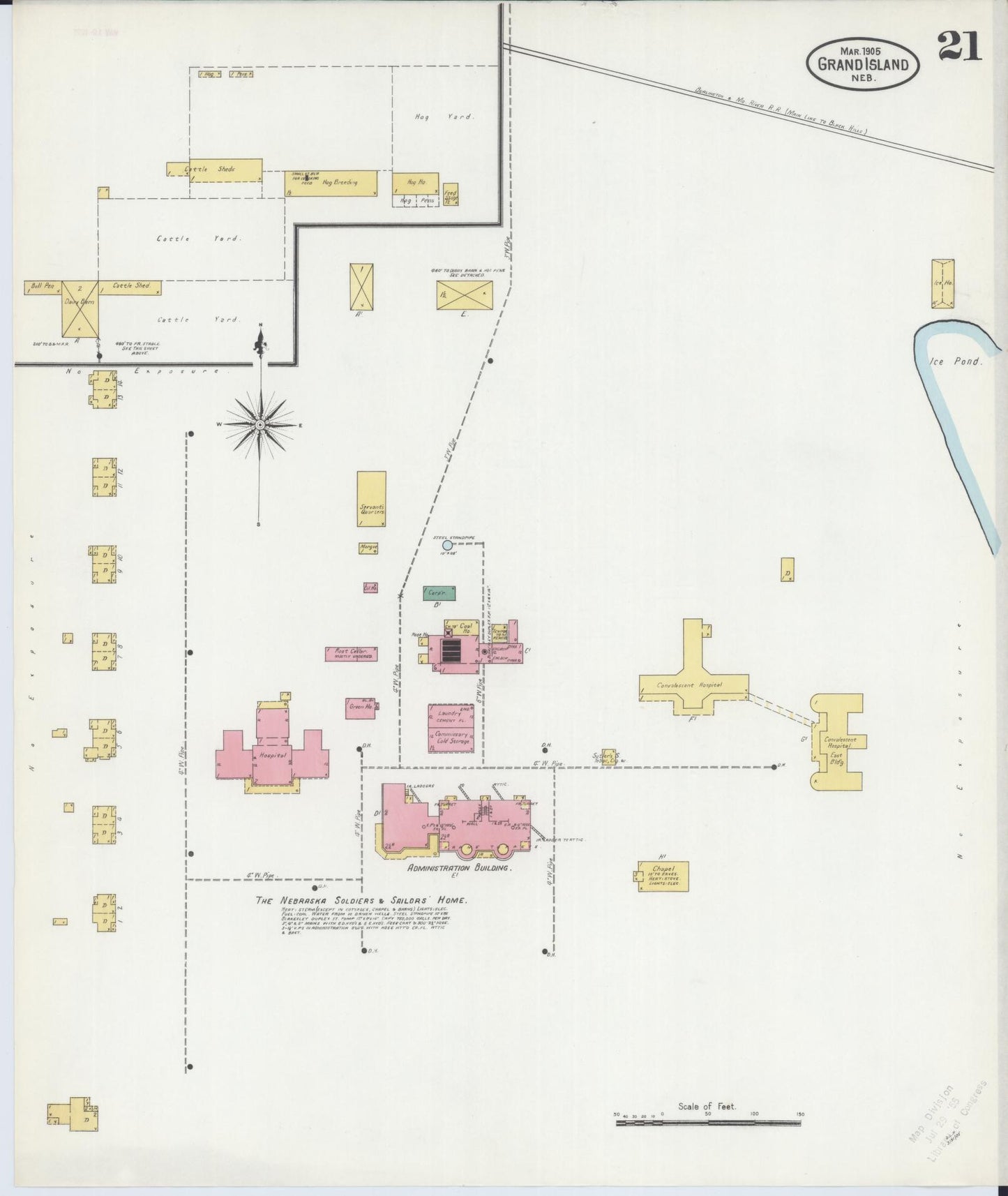 Sanborn Fire Insurance Map from Grand Island, Hall County, Nebraska (1905), Sheet #0021 - Complete Map Set gallery image, historic Sanborn map, vintage wall art, Nebraska Nebraska