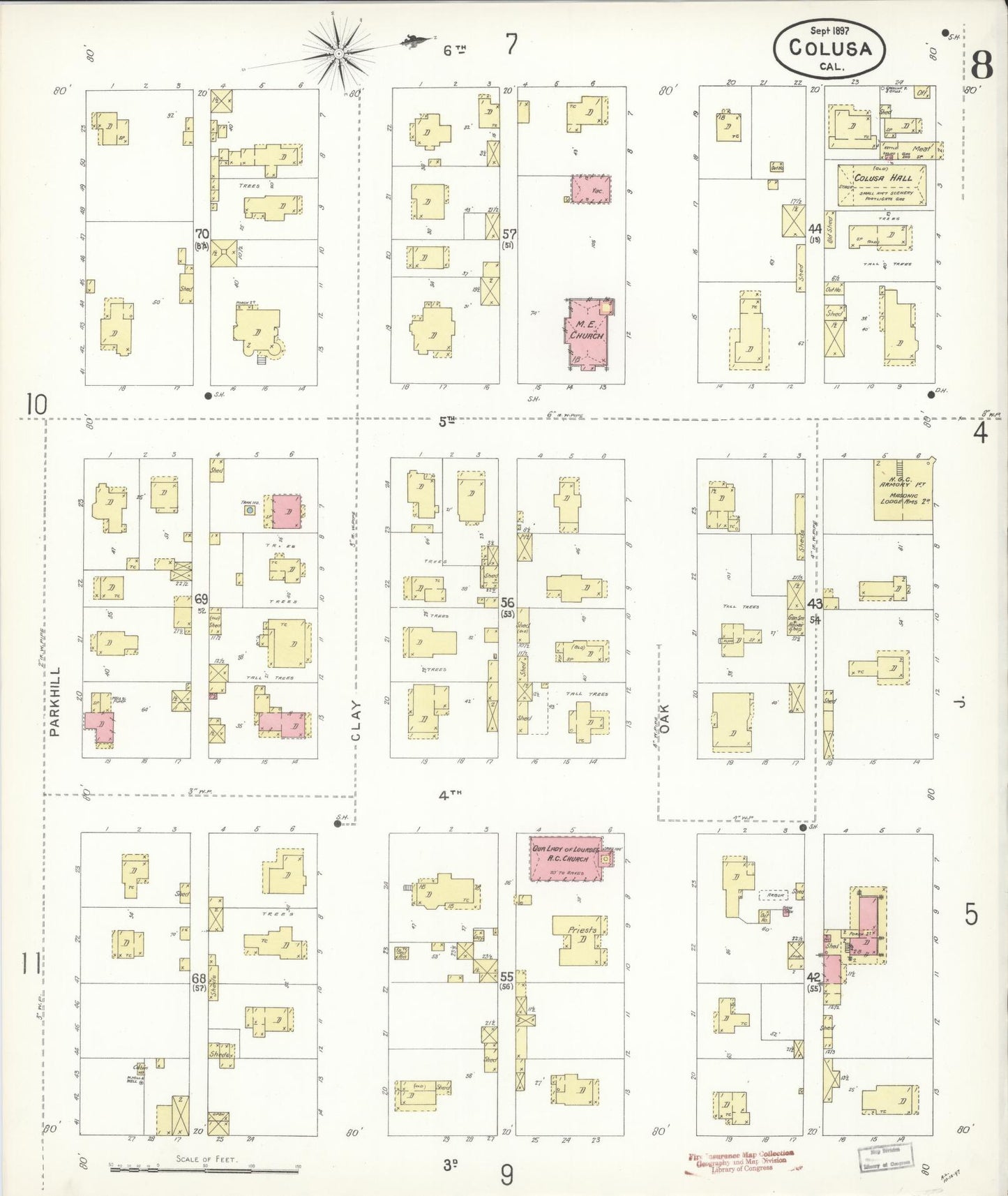 Sanborn Fire Insurance Map from Colusa, Colusa County, California (1897), Sheet #0008 - Historic Sanborn Fire Insurance Map Print, vintage old map wall art, antique decor, genealogy gift, California California map