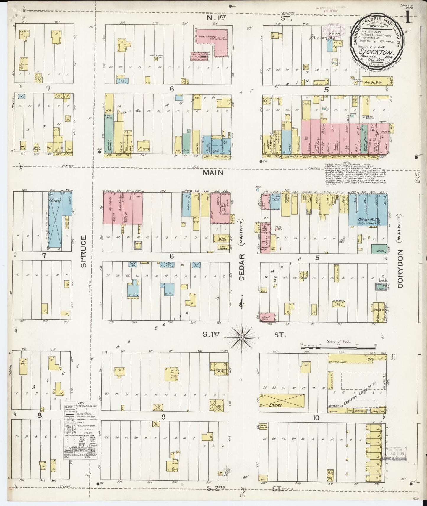 Sanborn Fire Insurance Map from Stockton, Rooks County, Kansas. (1893) – Historic Sanborn Fire Insurance Map Print