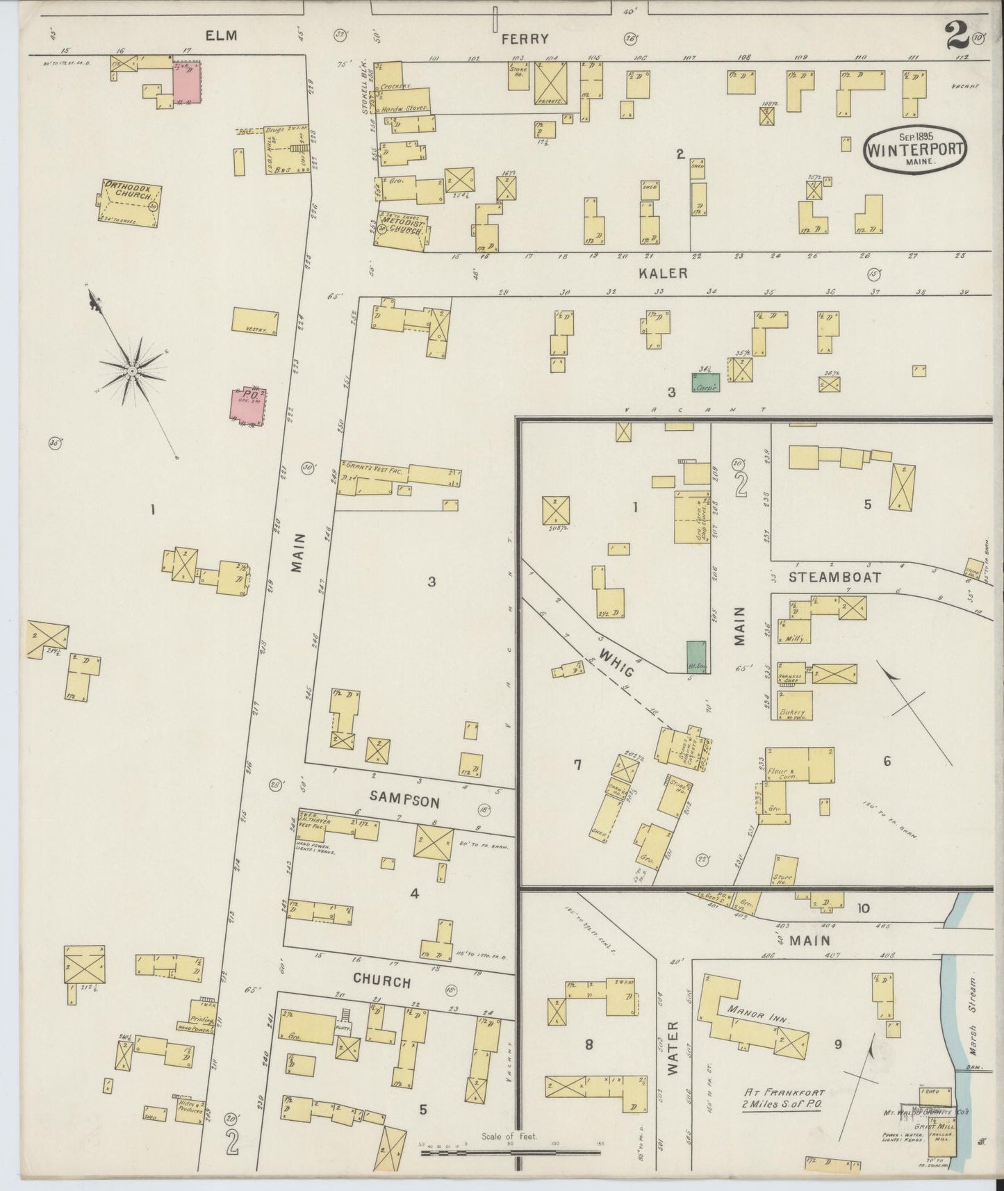 Sanborn Fire Insurance Map from Winterport, Waldo County, Maine (1895), Sheet #0002 - Complete Map Set gallery image, historic Sanborn map, vintage wall art, Maine Maine