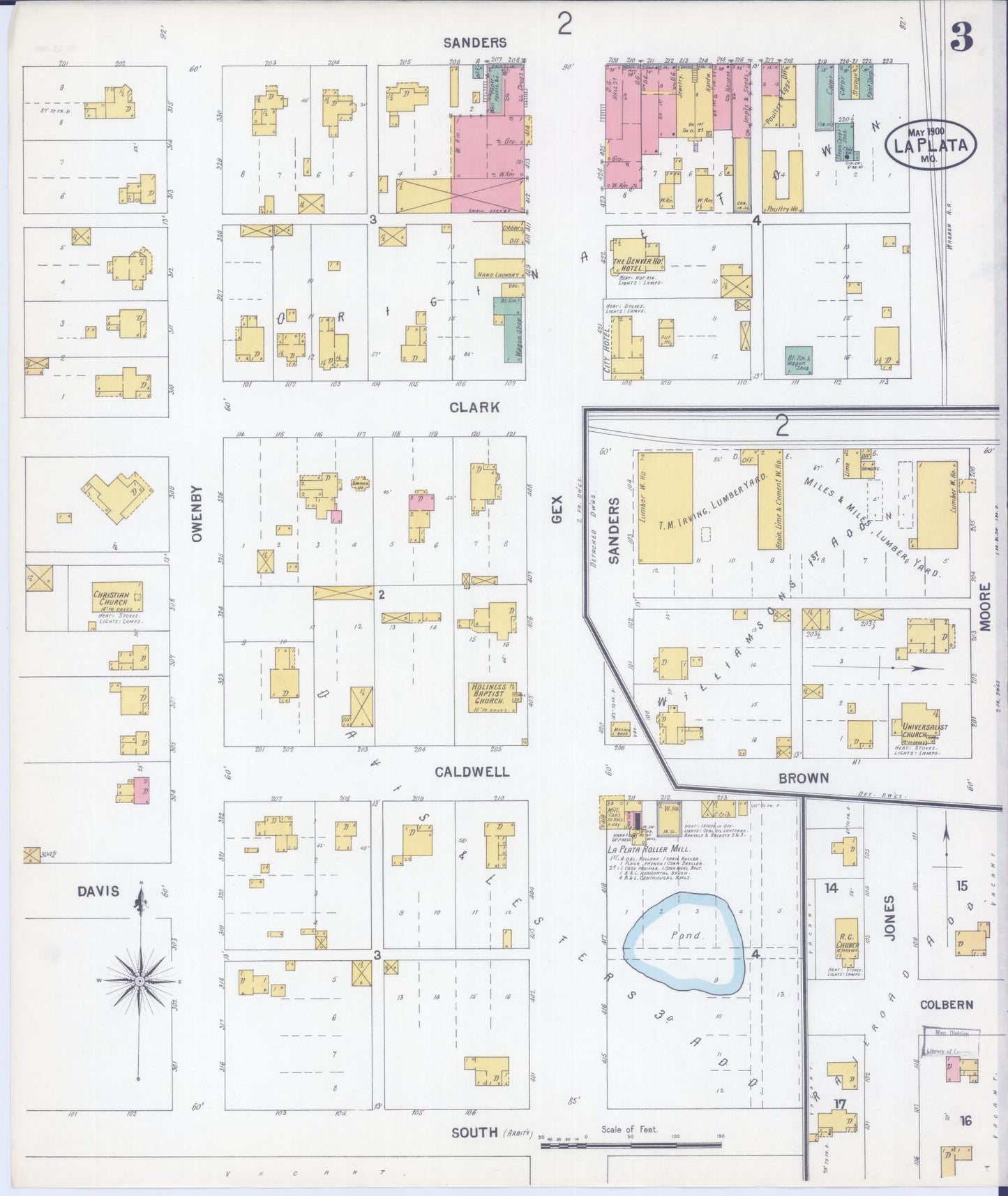 Sanborn Fire Insurance Map from La Plata, Macon County, Missouri (1900), Sheet #0003 - Historic Sanborn Fire Insurance Map Print, vintage old map wall art, antique decor, genealogy gift, Missouri Missouri map