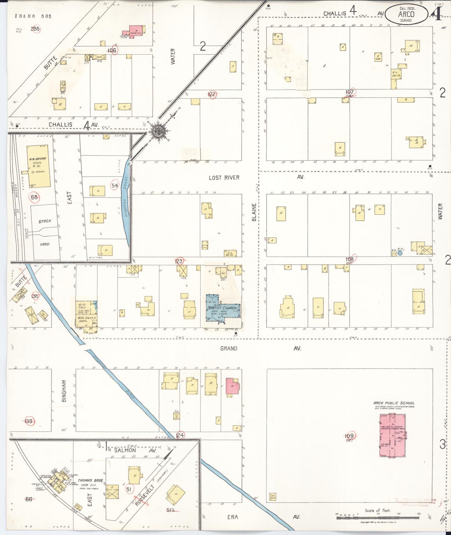 Sanborn Fire Insurance Map from Arco, Butte County, Idaho (1931), Sheet #0004 - Complete Map Set gallery image, historic Sanborn map, vintage wall art, Idaho Idaho