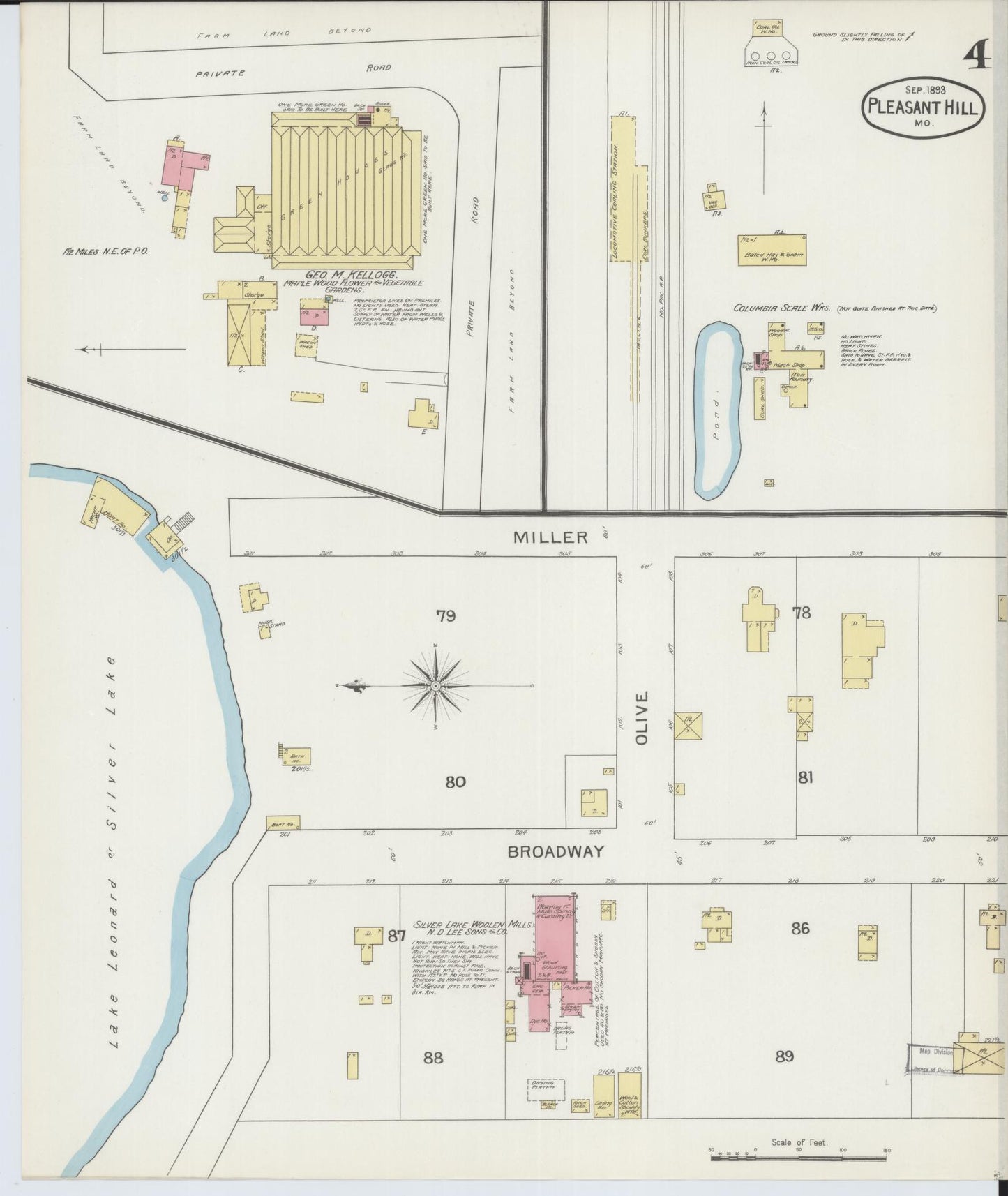 Sanborn Fire Insurance Map from Pleasant Hill, Cass County, Missouri (1893), Sheet #0004 - Complete Map Set gallery image, historic Sanborn map, vintage wall art, Missouri Missouri