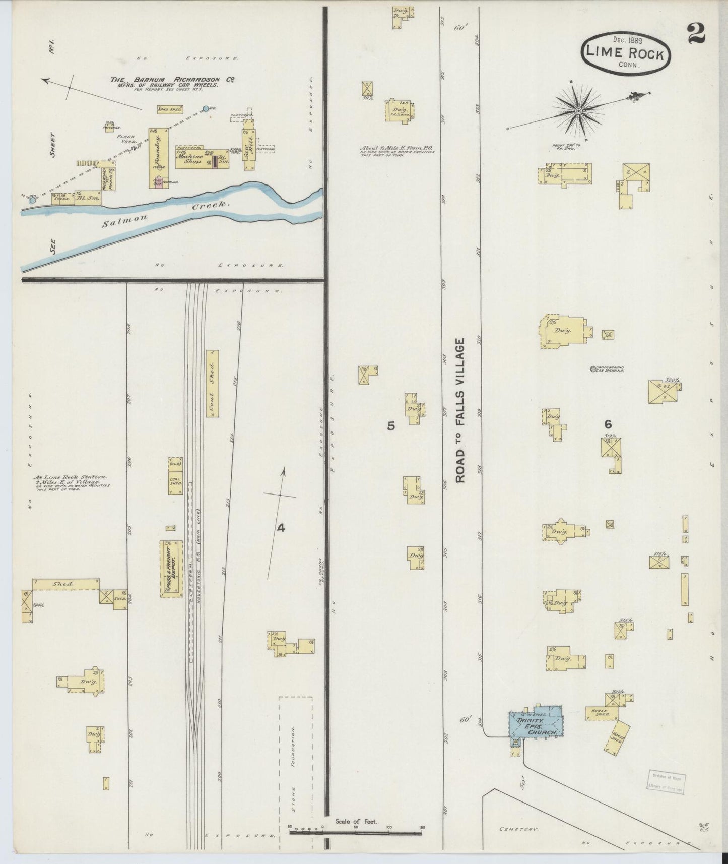 Sanborn Fire Insurance Map from Lime Rock, Litchfield County, Connecticut (1889), Sheet #0002 - Complete Map Set gallery image, historic Sanborn map, vintage wall art, Connecticut Connecticut