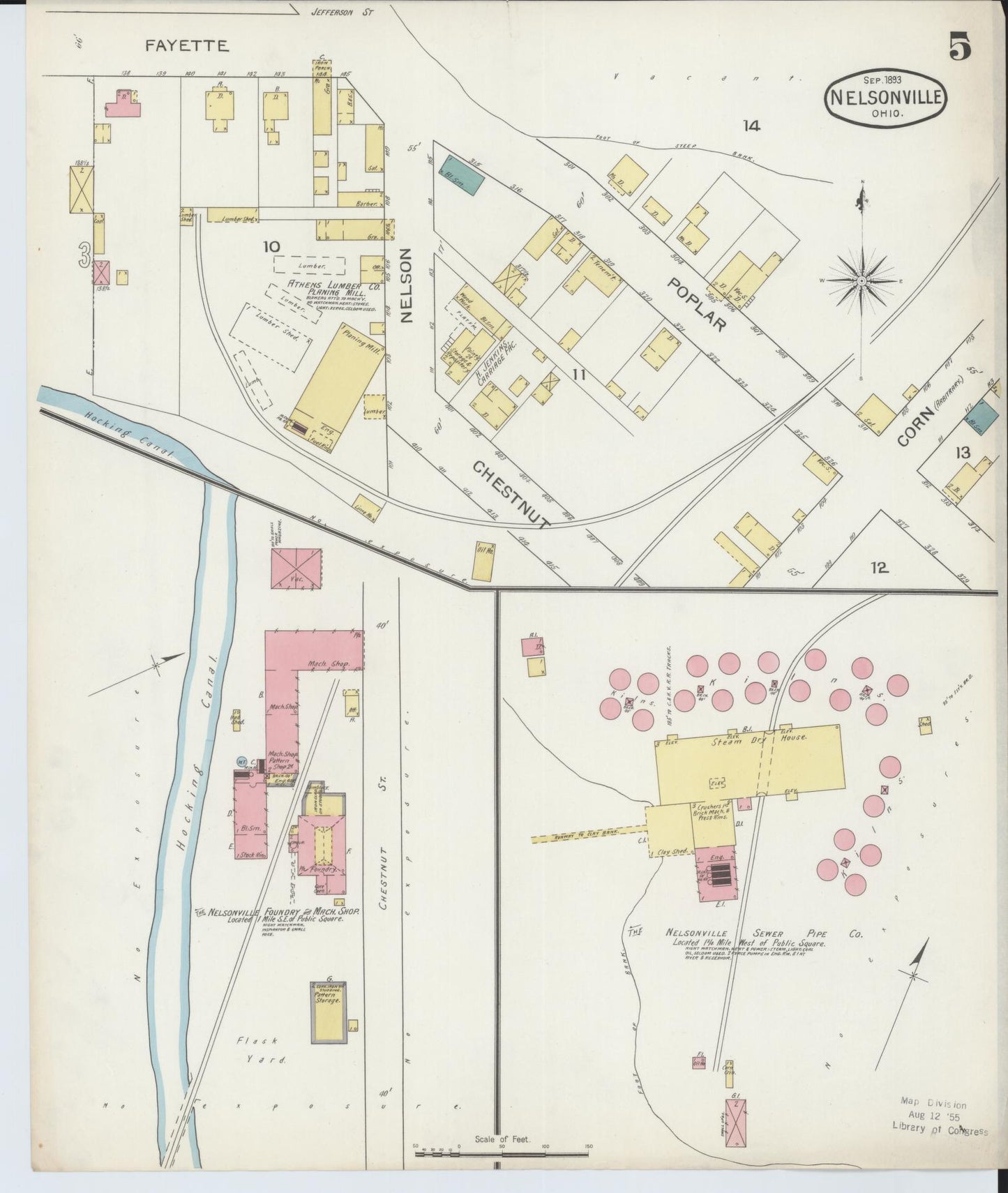 Sanborn Fire Insurance Map from Nelsonville, Athens County, Ohio (1893), Sheet #0005 - Complete Map Set gallery image, historic Sanborn map, vintage wall art, Ohio Ohio