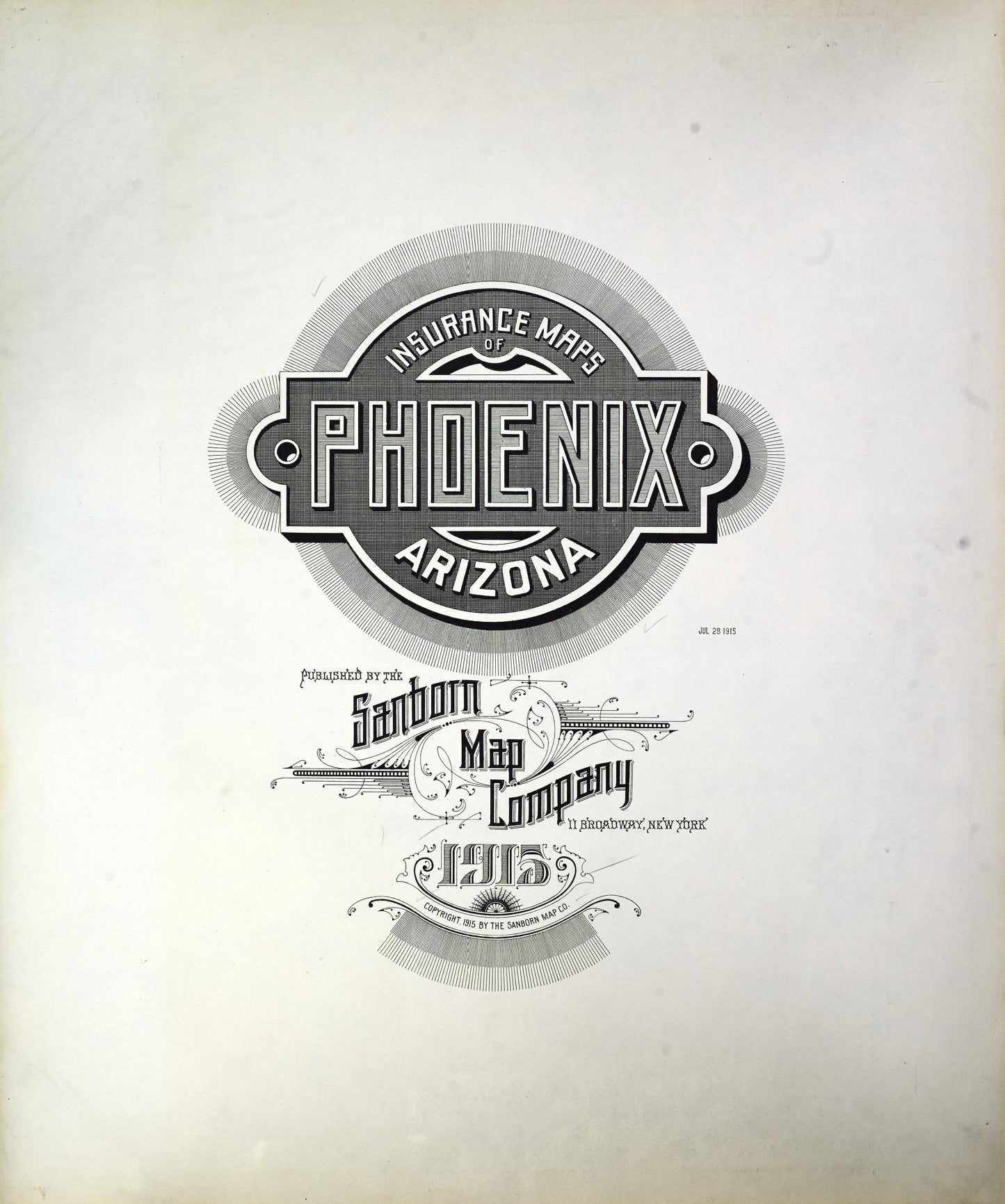 Sanborn Fire Insurance Map from Phoenix, Maricopa County, Arizona (1915), Sheet #0001 - Historic Sanborn Fire Insurance Map Print, vintage old map wall art, antique decor, genealogy gift, Arizona Arizona map
