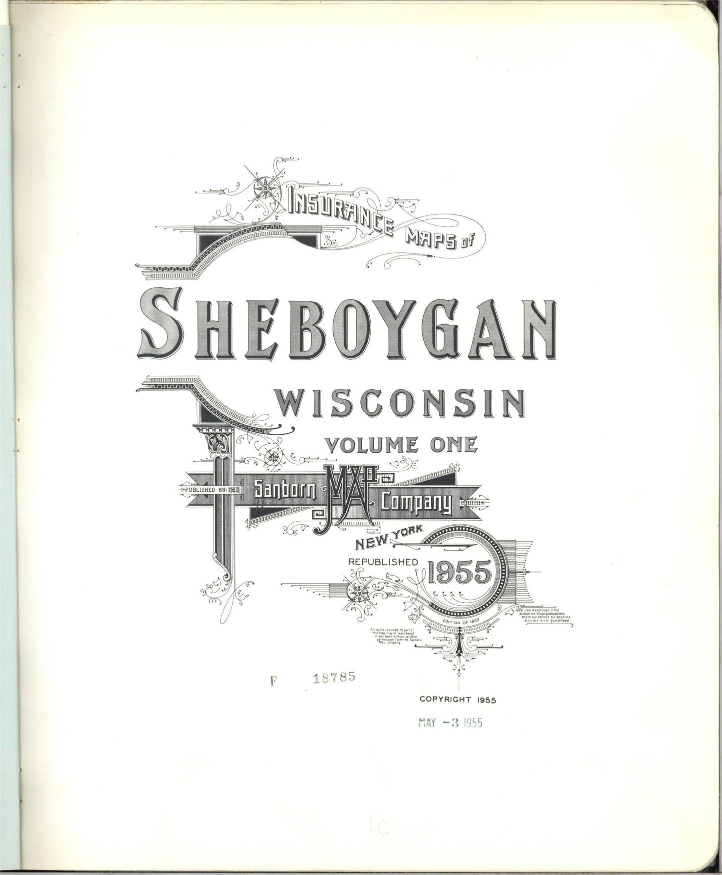 Sanborn Fire Insurance Map from Sheboygan, Sheboygan County, Wisconsin (1955), Sheet #0001 - Historic Sanborn Fire Insurance Map Print, vintage old map wall art, antique decor, genealogy gift, Wisconsin Wisconsin map
