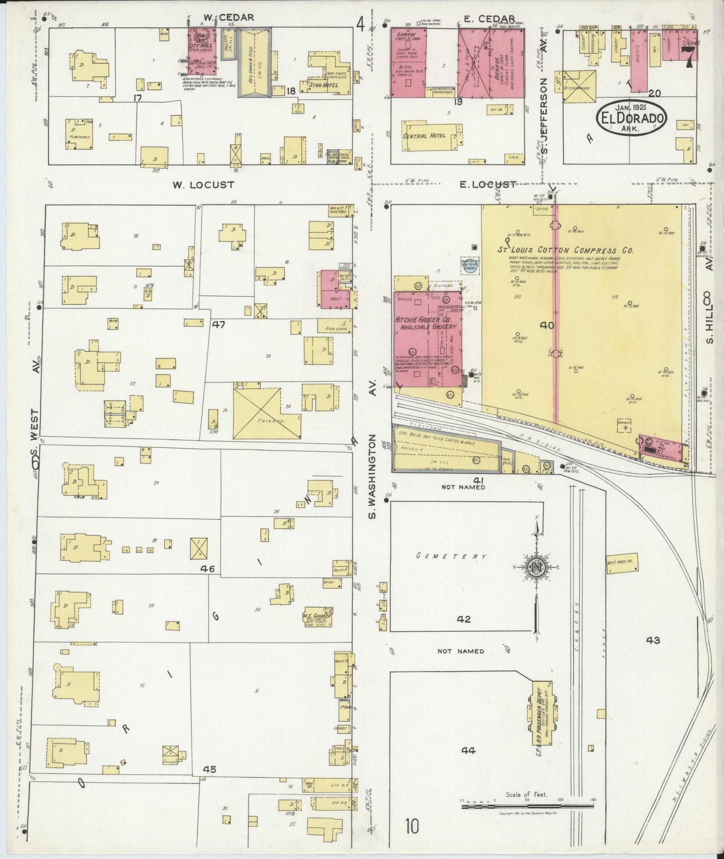 Sanborn Fire Insurance Map from El Dorado, Union County, Arkansas (1921), Sheet #0007 - Historic Sanborn Fire Insurance Map Print, vintage old map wall art, antique decor, genealogy gift, Arkansas Arkansas map