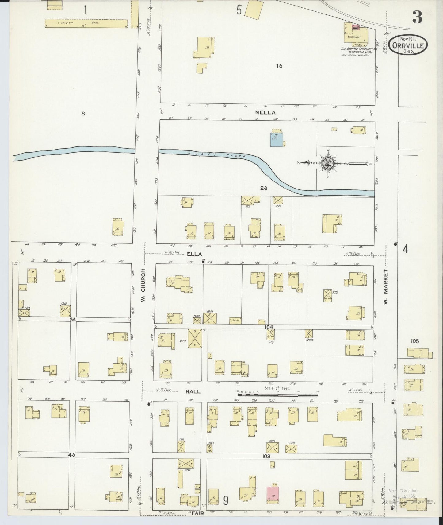 Sanborn Fire Insurance Map from Orrville, Wayne County, Ohio (1911), Sheet #0003 - Historic Sanborn Fire Insurance Map Print, vintage old map wall art, antique decor, genealogy gift, Ohio Ohio map