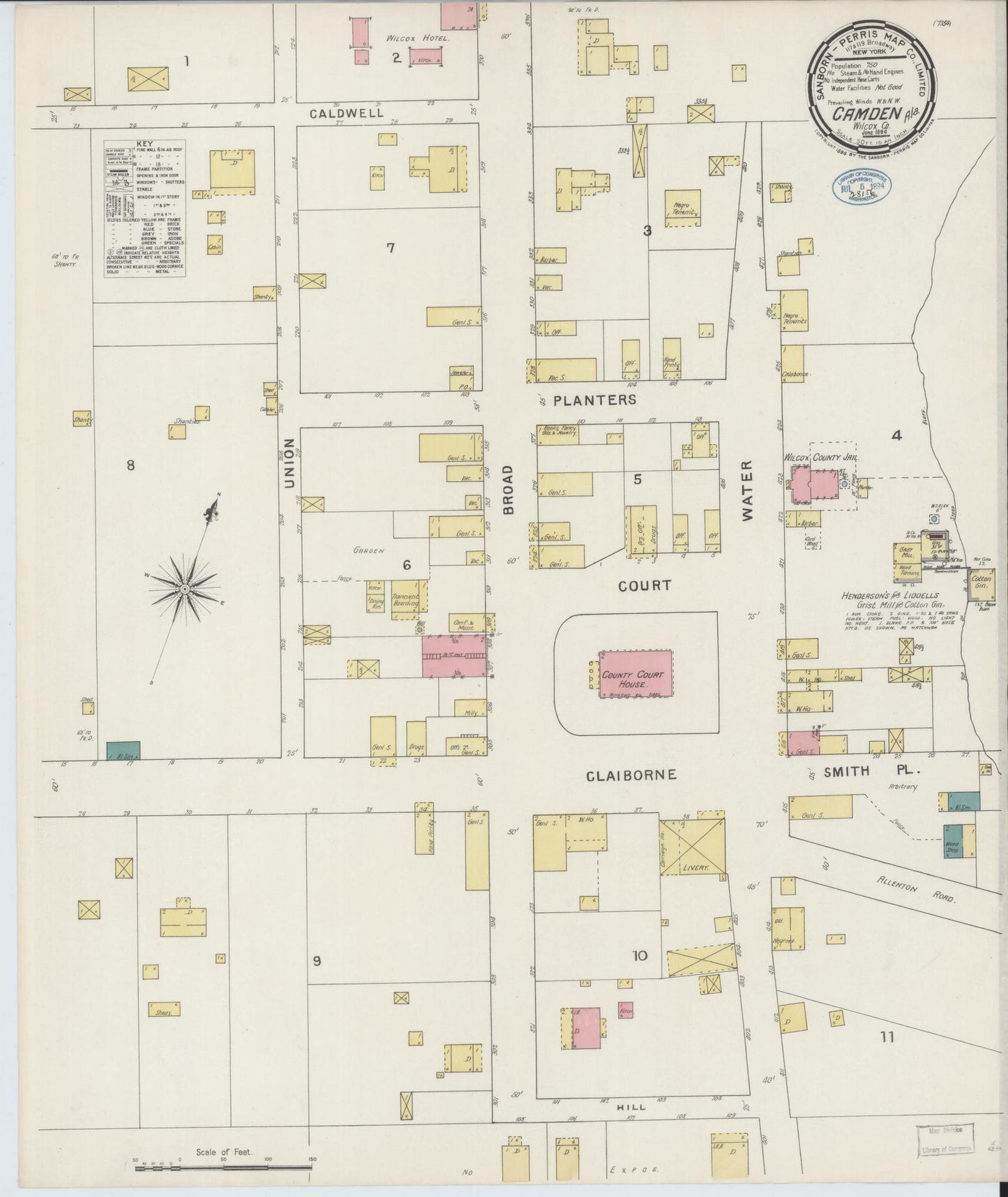 Sanborn Fire Insurance Map from Camden, Wilcox County, Alabama. (1894) – Historic Sanborn Fire Insurance Map Print