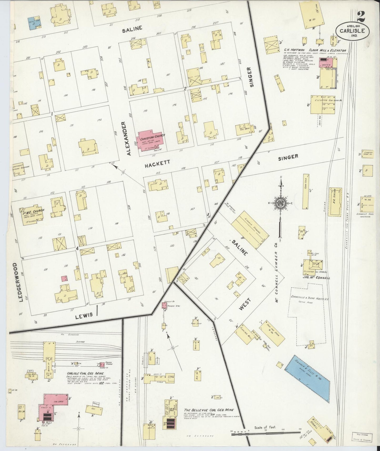 Sanborn Fire Insurance Map from Carlisle, Sullivan County, Indiana (1910), Sheet #0002 - Complete Map Set gallery image, historic Sanborn map, vintage wall art, Indiana Indiana