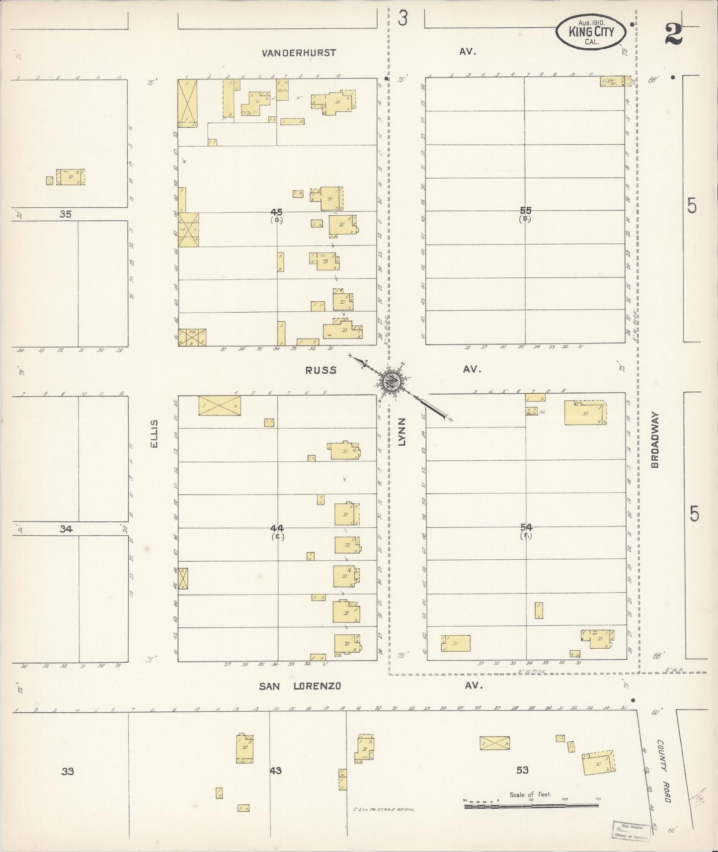 Sanborn Fire Insurance Map from King City, Monterey County, California (1910), Sheet #0002 - Historic Sanborn Fire Insurance Map Print, vintage old map wall art, antique decor, genealogy gift, California California map
