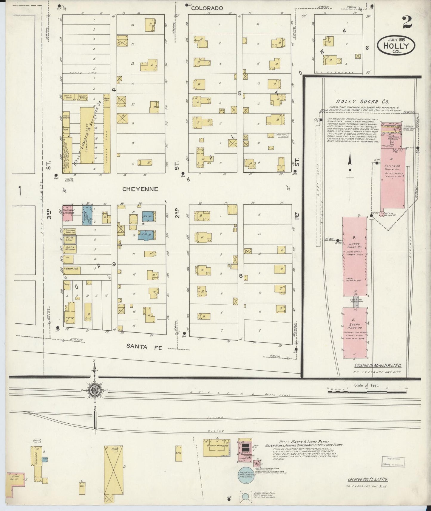 Sanborn Fire Insurance Map from Holly, Prowers County, Colorado (1915), Sheet #0002 - Complete Map Set gallery image, historic Sanborn map, vintage wall art, Colorado Colorado