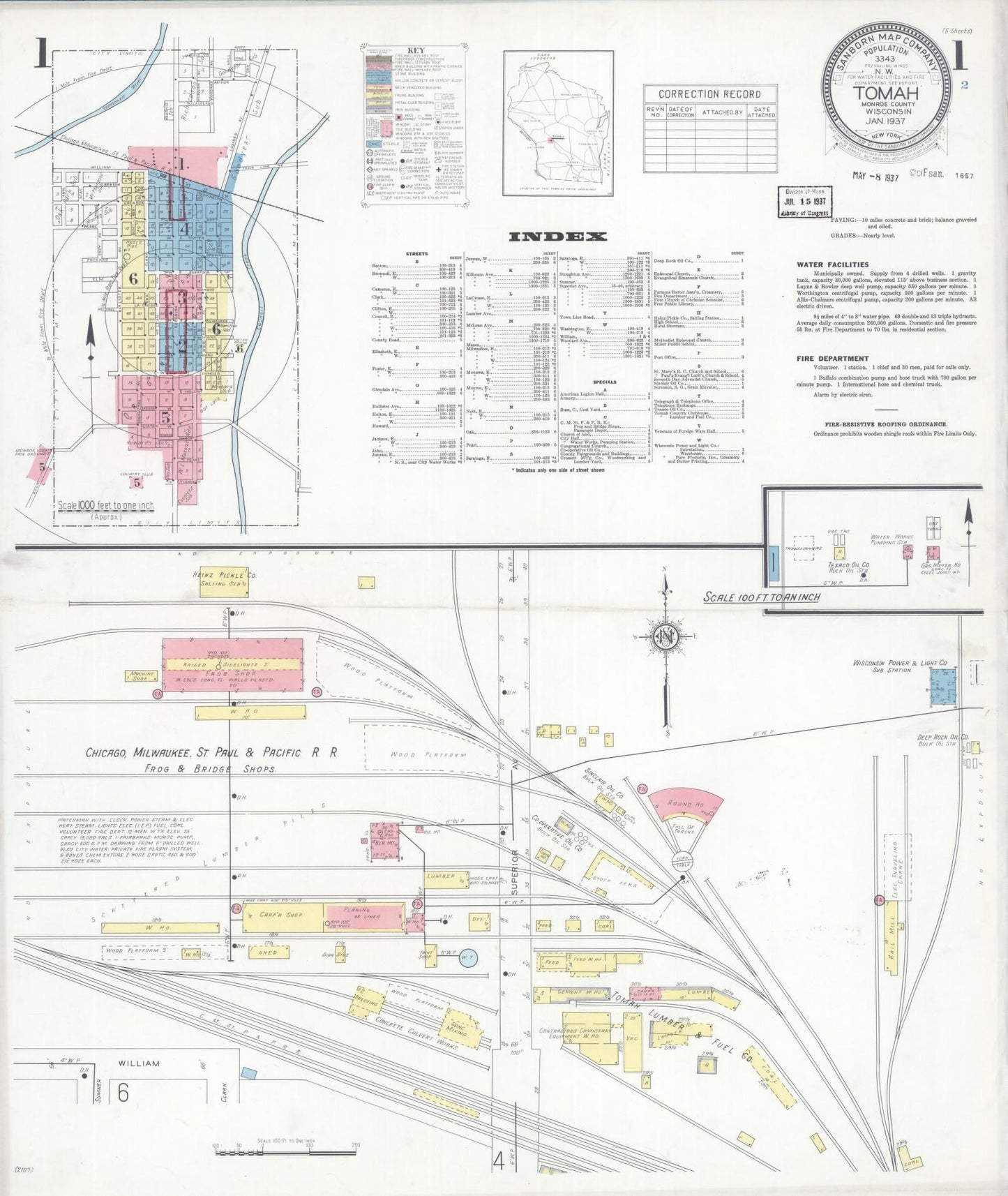 Tomah, Monroe County, Wisconsin (1937) – Sanborn Fire Insurance Map – Map View