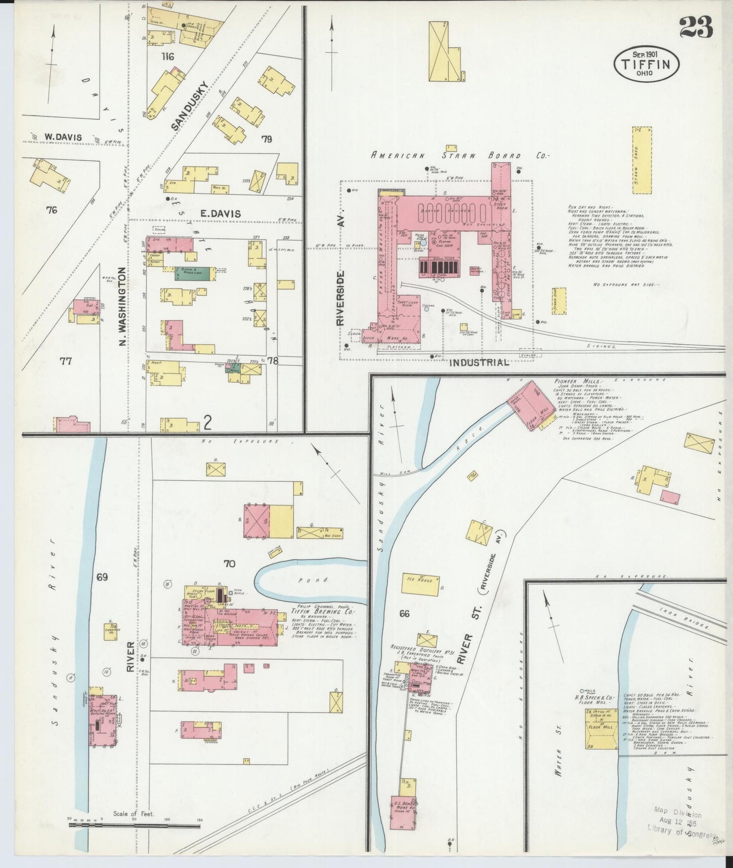 Sanborn Fire Insurance Map from Tiffin, Seneca County, Ohio (1901), Sheet #0023 - Historic Sanborn Fire Insurance Map Print, vintage old map wall art, antique decor, genealogy gift, Ohio Ohio map