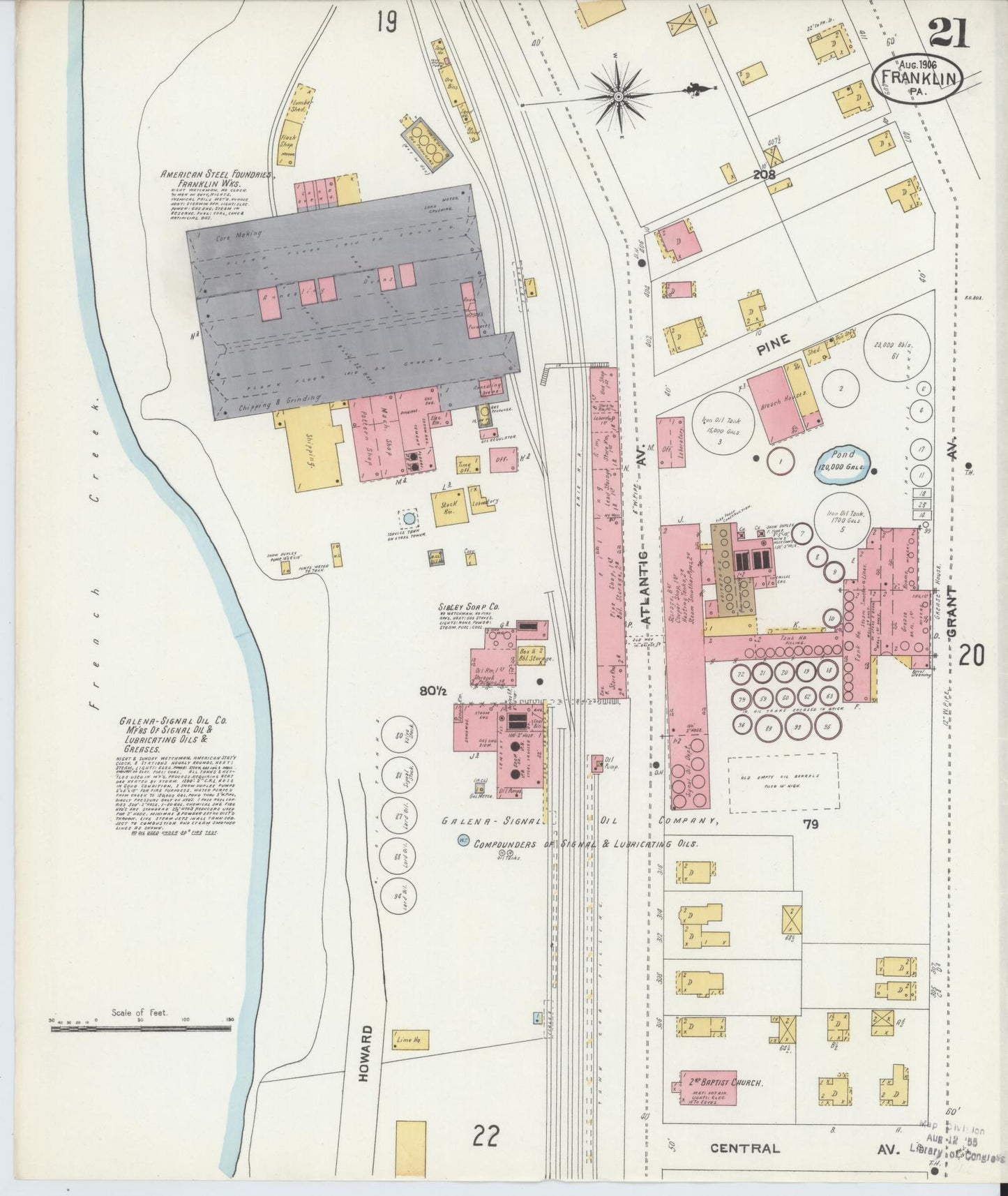 Sanborn Fire Insurance Map from Franklin, Venango County, Pennsylvania (1906), Sheet #0021 - Historic Sanborn Fire Insurance Map Print, vintage old map wall art, antique decor, genealogy gift, Pennsylvania Pennsylvania map