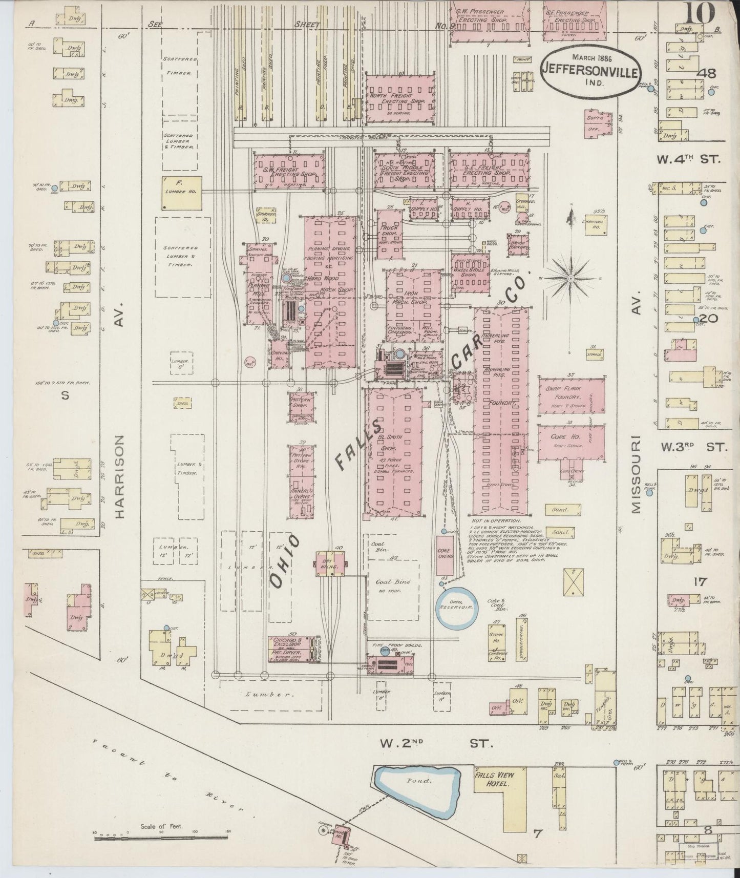Sanborn Fire Insurance Map from Jeffersonville, Clark County, Indiana (1886), Sheet #0010 - Complete Map Set gallery image, historic Sanborn map, vintage wall art, Indiana Indiana