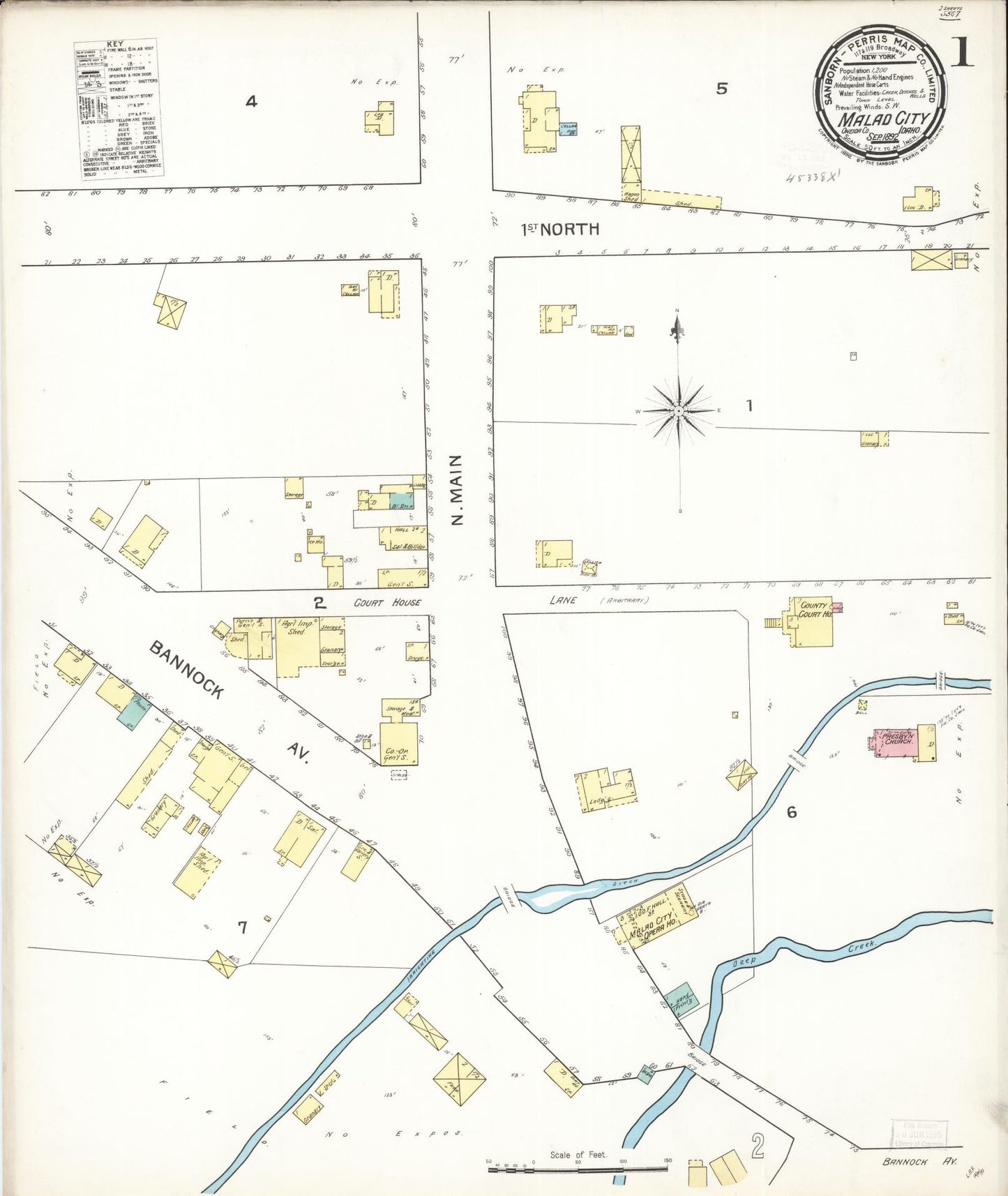 Sanborn Fire Insurance Map from Malad City, Oneida County, Idaho. (1892) – Historic Sanborn Fire Insurance Map Print